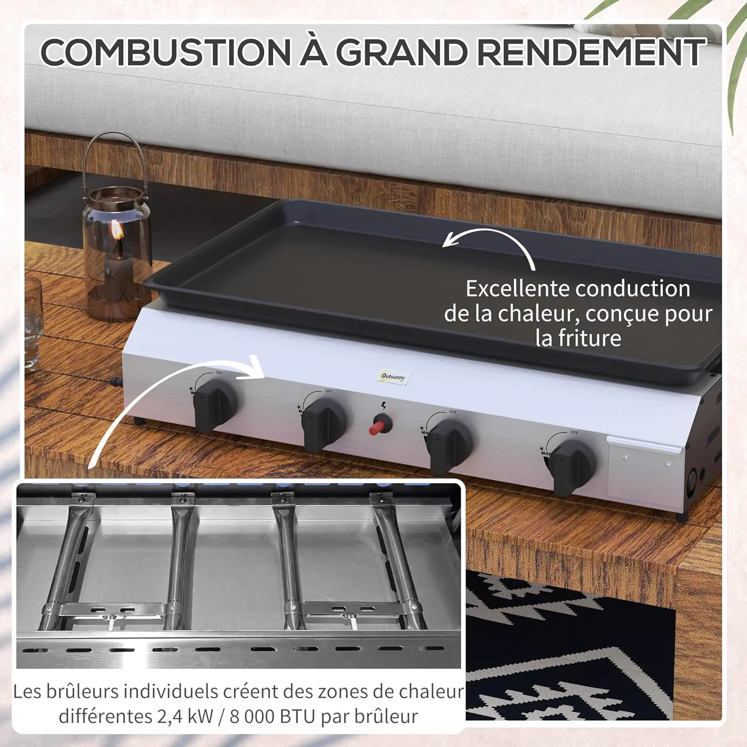 Plancha en acier 73 x 34 cm vue 3