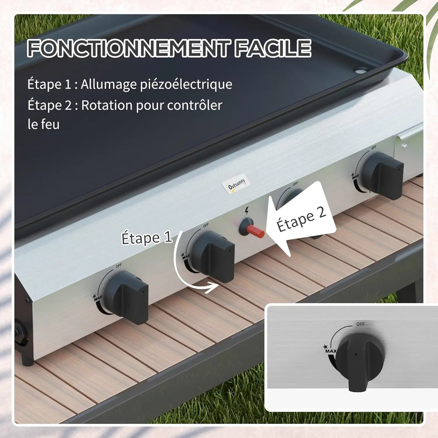 Plancha en acier 73 x 34 cm vue 4