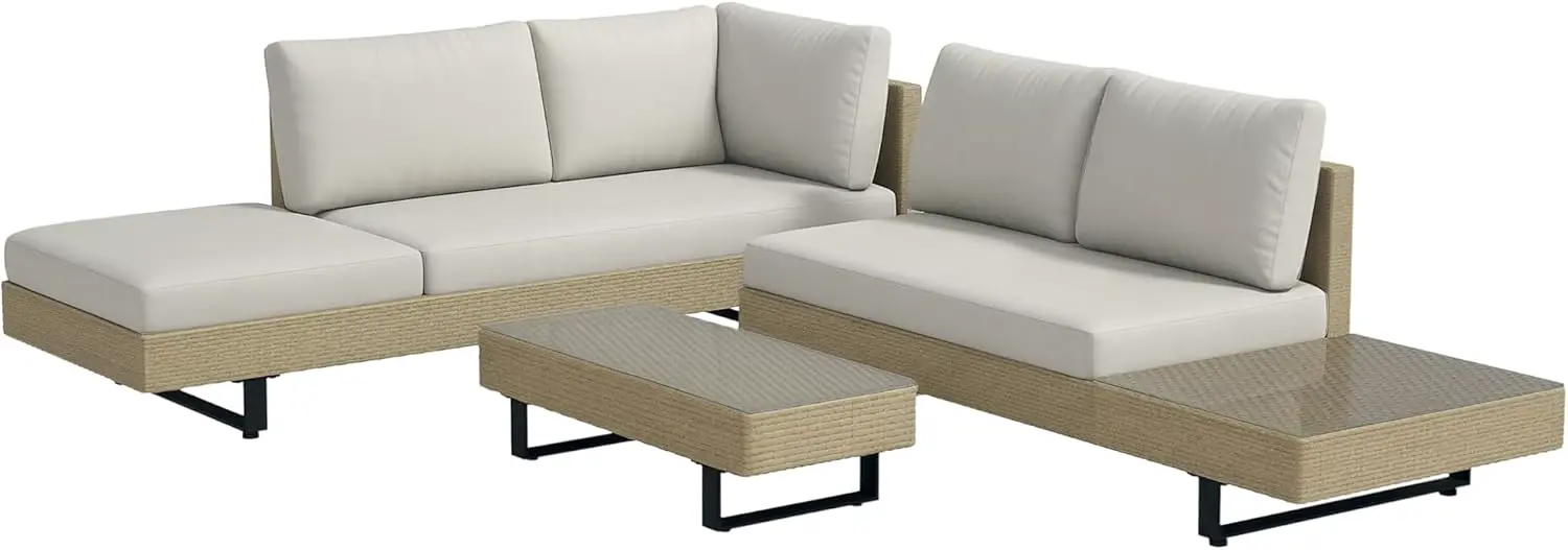 Outsunny Salon de Jardin extérieur d'angle 5 Places Design