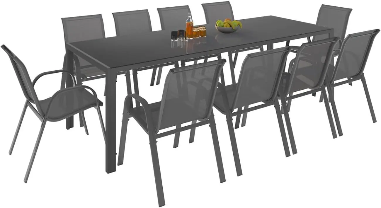 IDMarket - Salon de Jardin Madrid Table 240 CM et 10 chaises