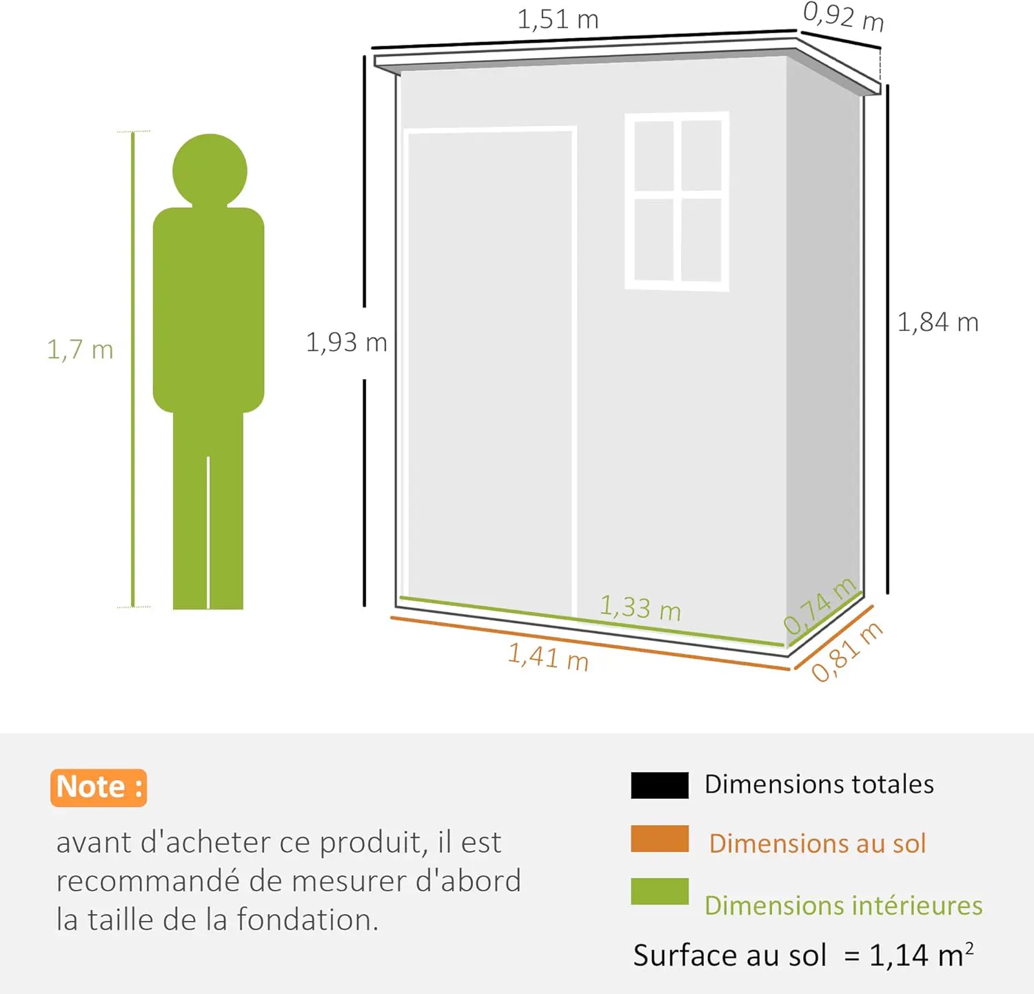 Abri de jardin en résine en résine gris 1,14 m² vue 3