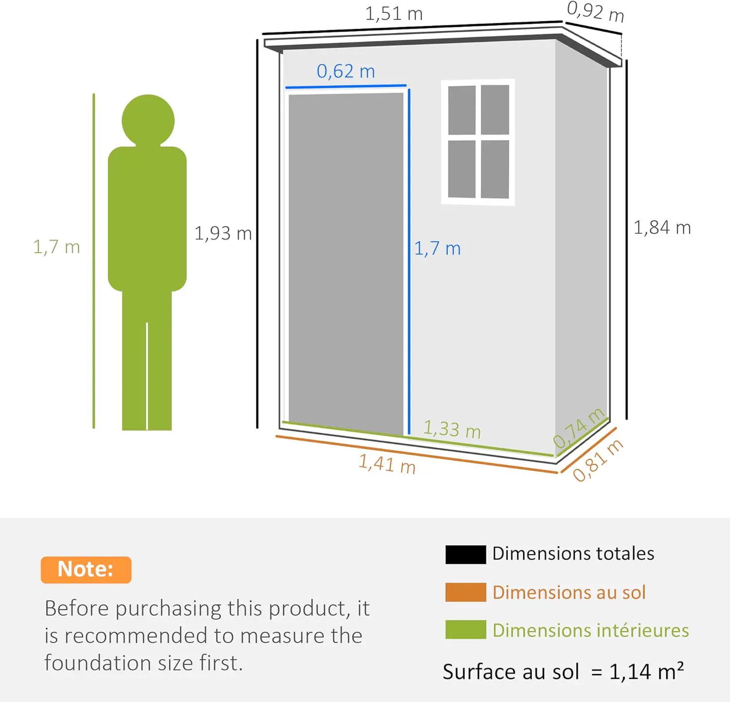 Abri de jardin en résine en résine gris 1,14 m² vue 7