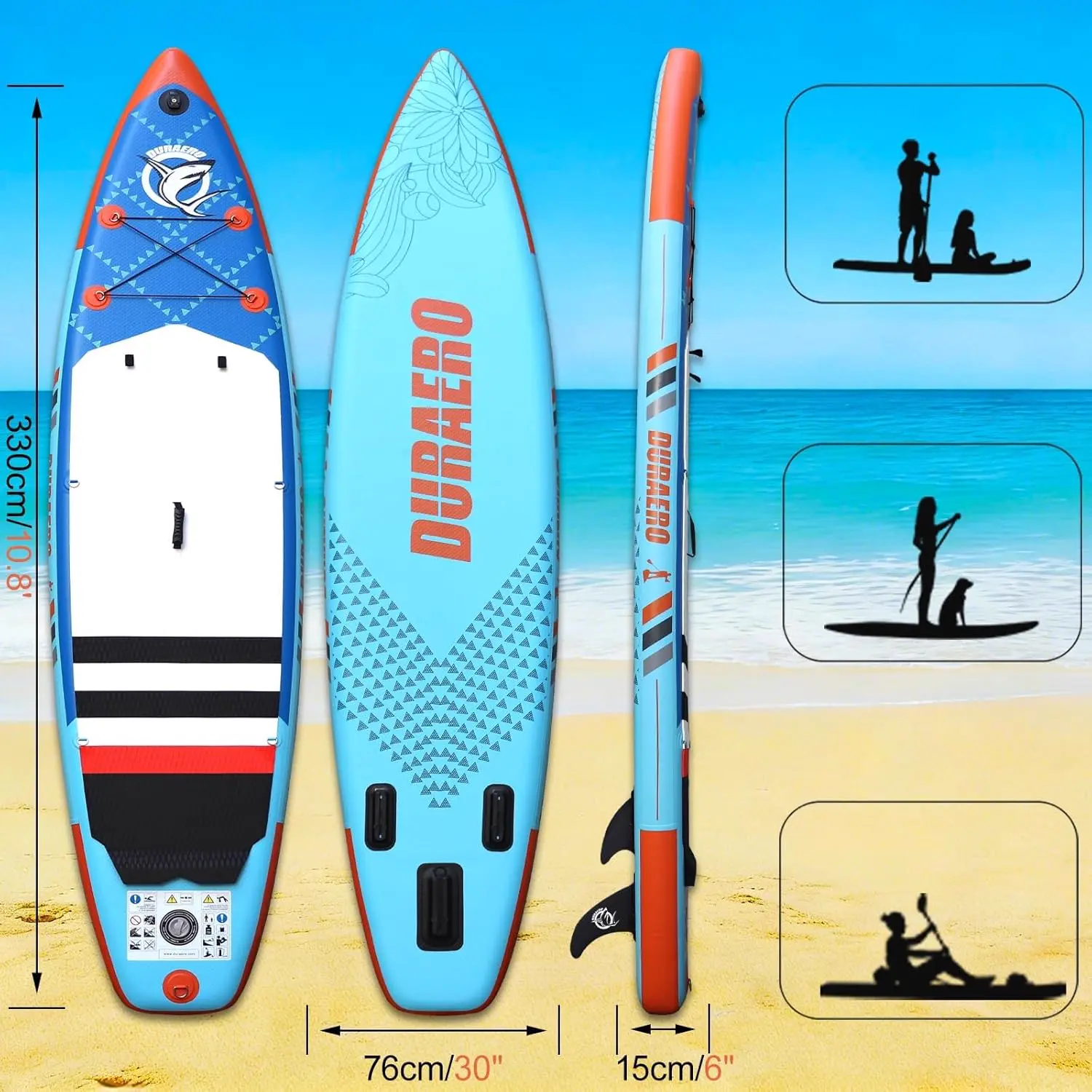 Paddle gonflable bleu 76 x 15 cm vue 2