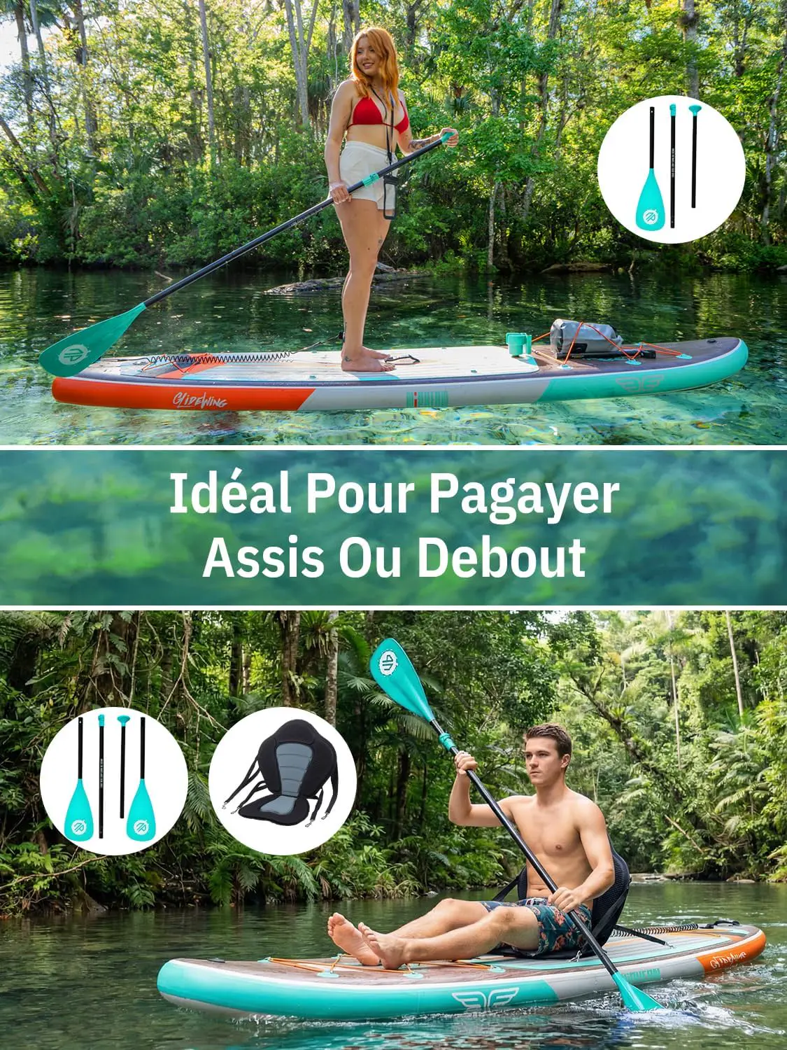 Paddle gonflable 2 places chocolat 83X15cm vue 7