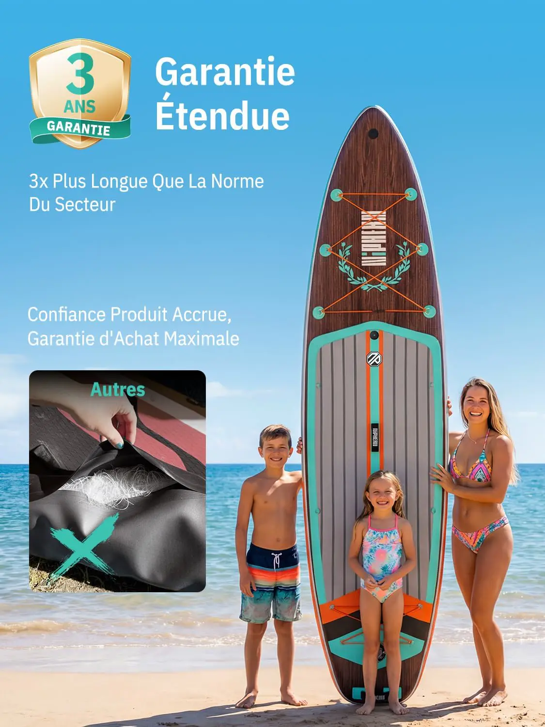 Paddle gonflable 2 places chocolat 83X15cm vue 9