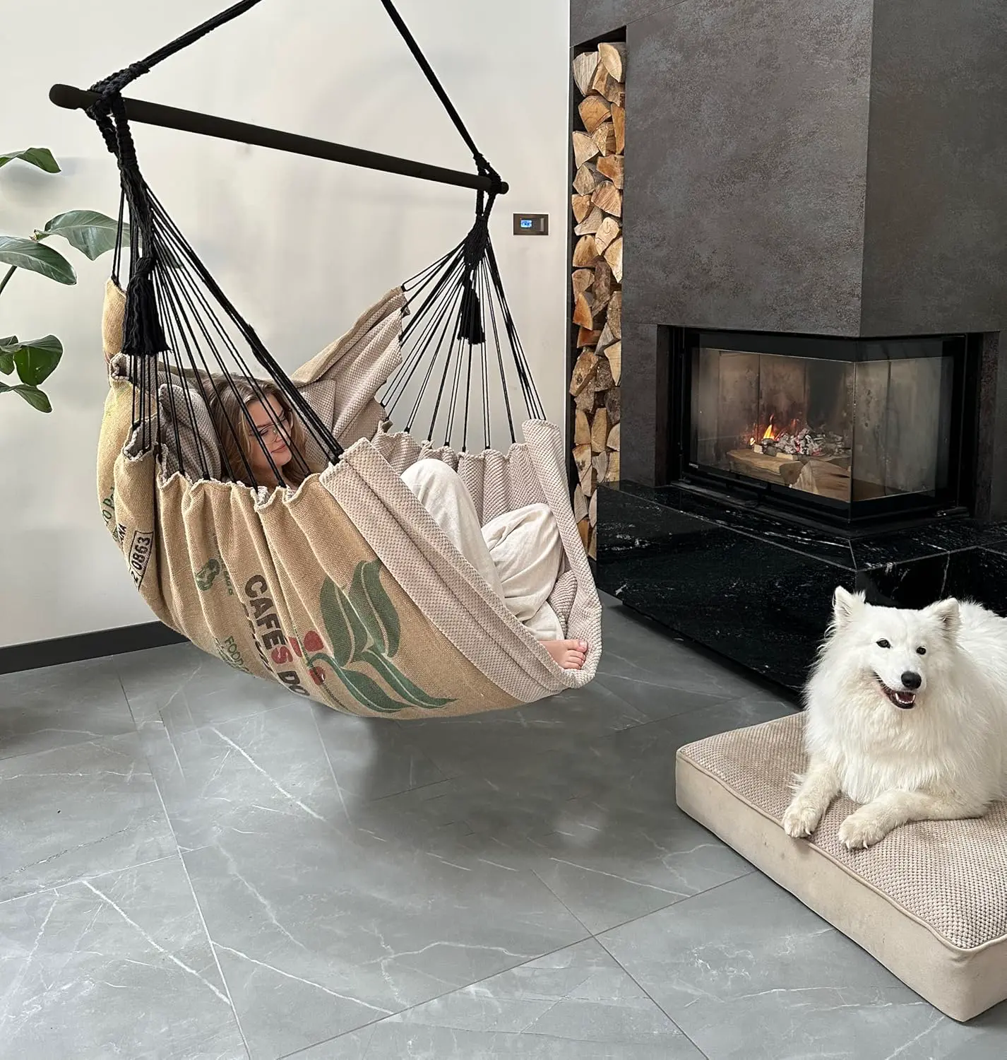 Fauteuils suspendus beige 110 x 160 cm vue 4