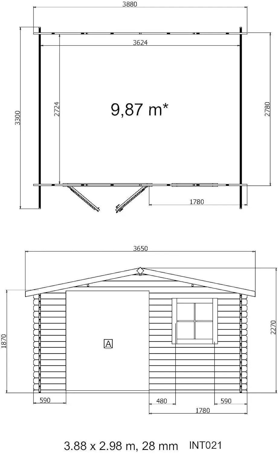 Abri de jardin en bois en bois noir 9,9m² vue 6