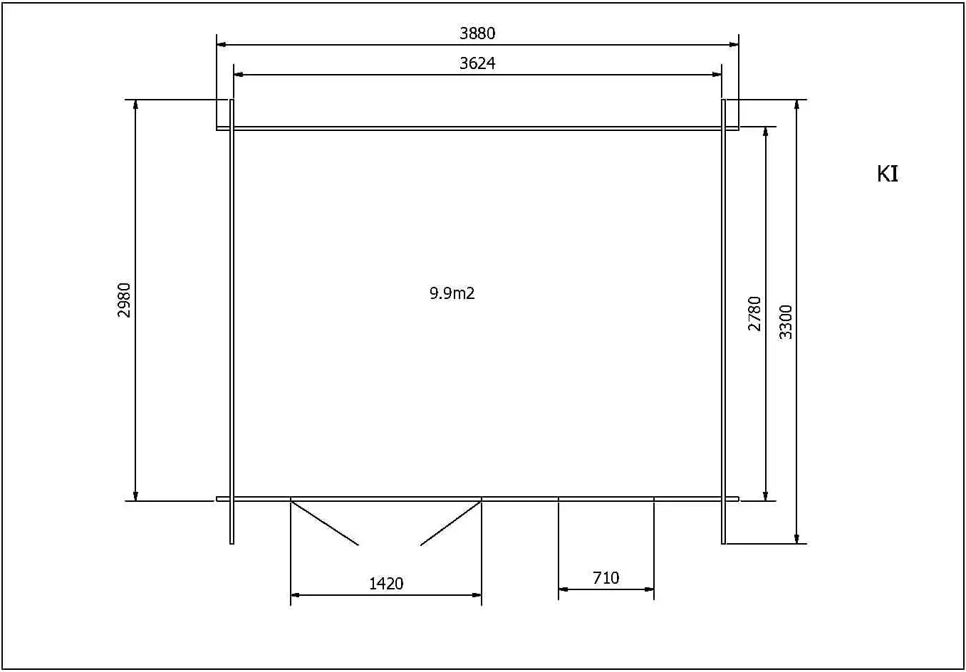Abri de jardin en bois en bois noir 9,9m² vue 7