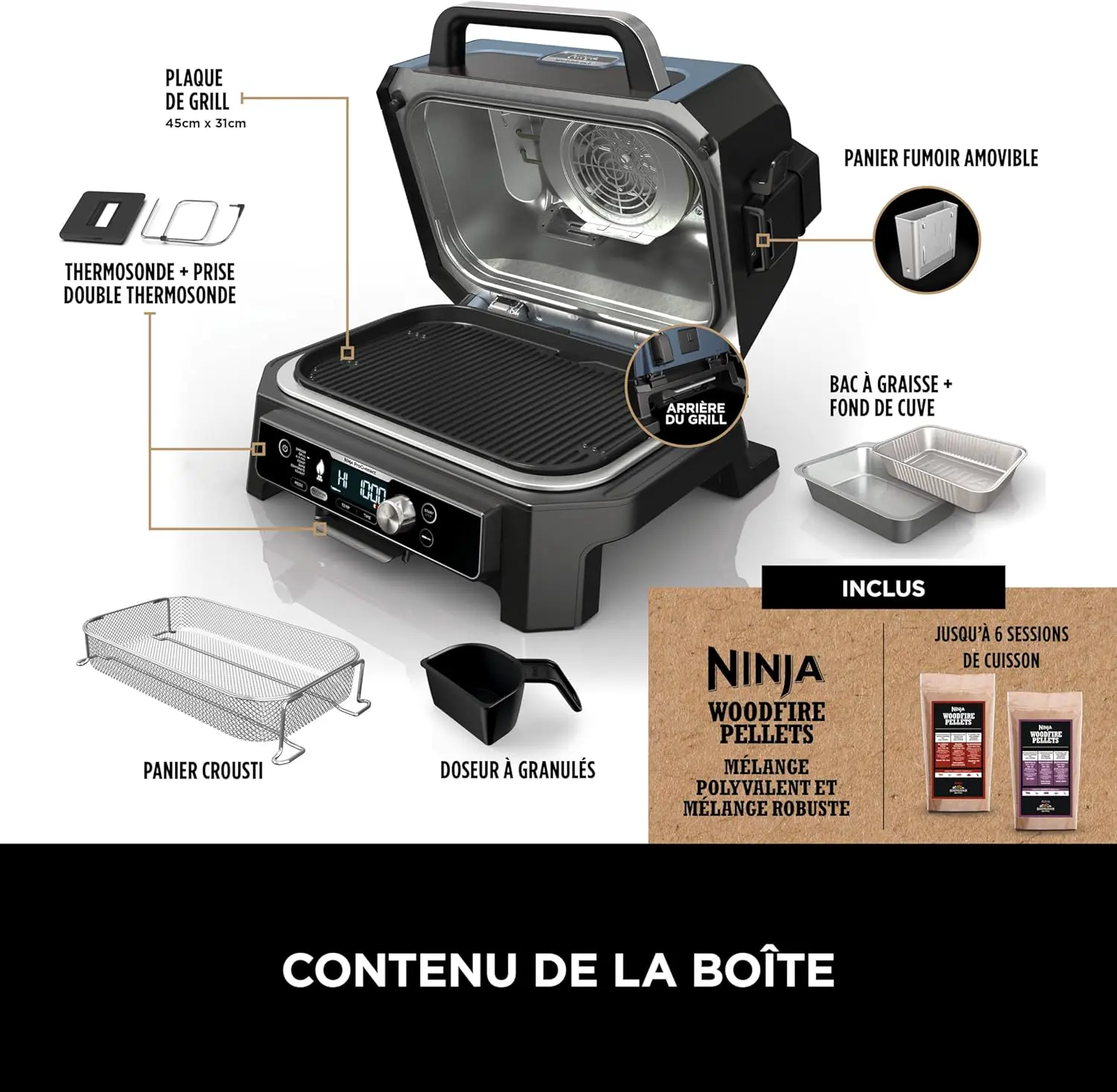 Barbecue électrique en acier noir vue 2