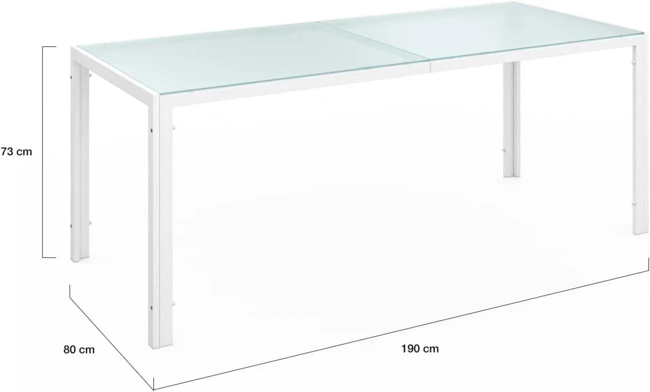Table de jardin 8 places en acier blanc vue 5