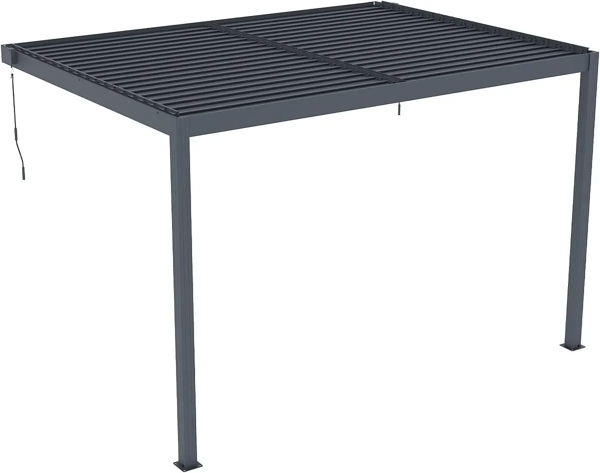 Pergola en aluminium gris 11,85 m² adossée vue 2