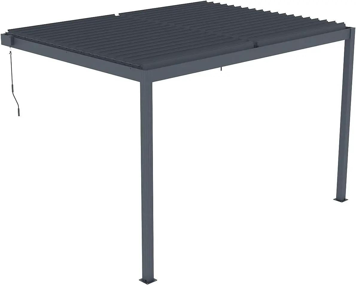 Pergola en aluminium gris 11,85 m² adossée vue 4