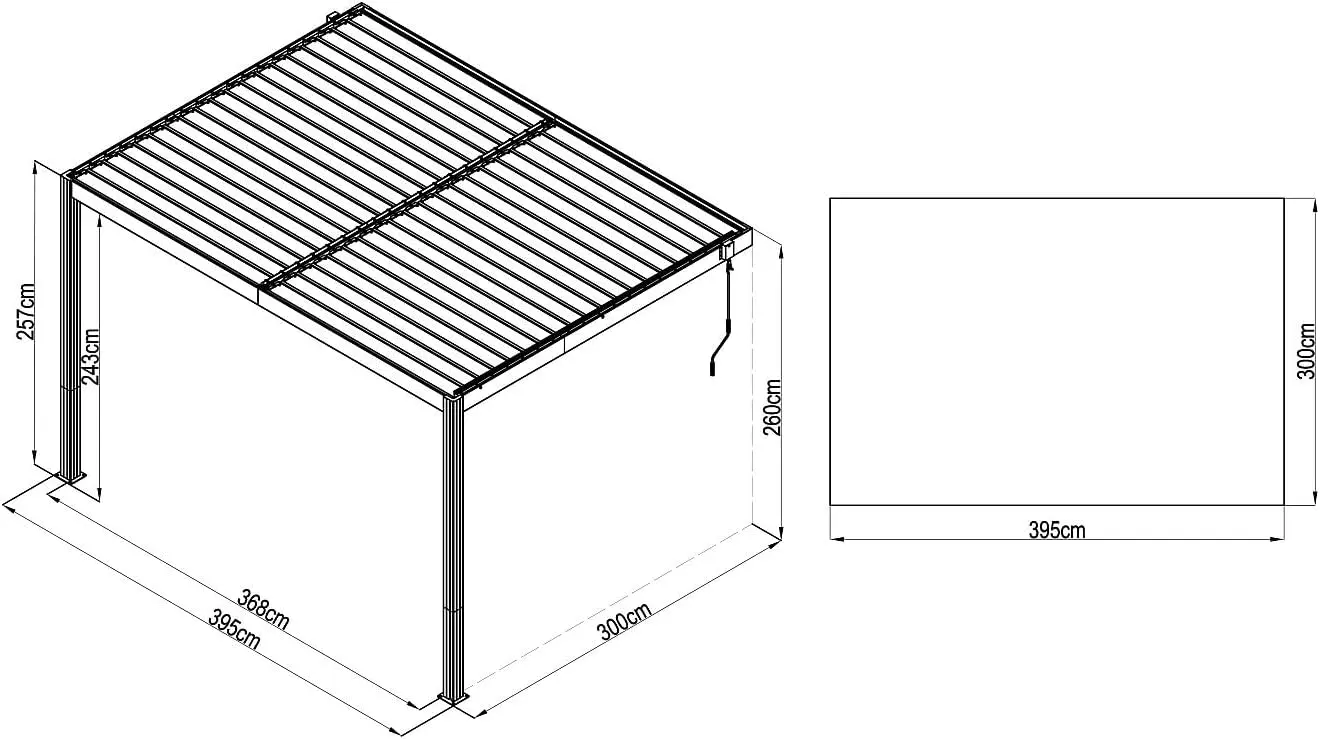 Pergola en aluminium gris 11,85 m² adossée vue 5