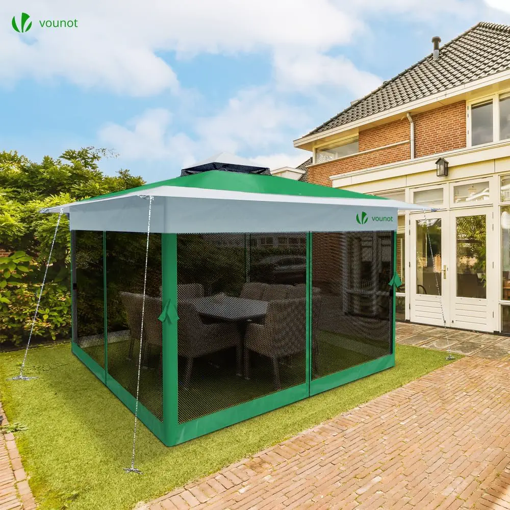 Tonnelle en acier vert 3,6x3,6m vue 3