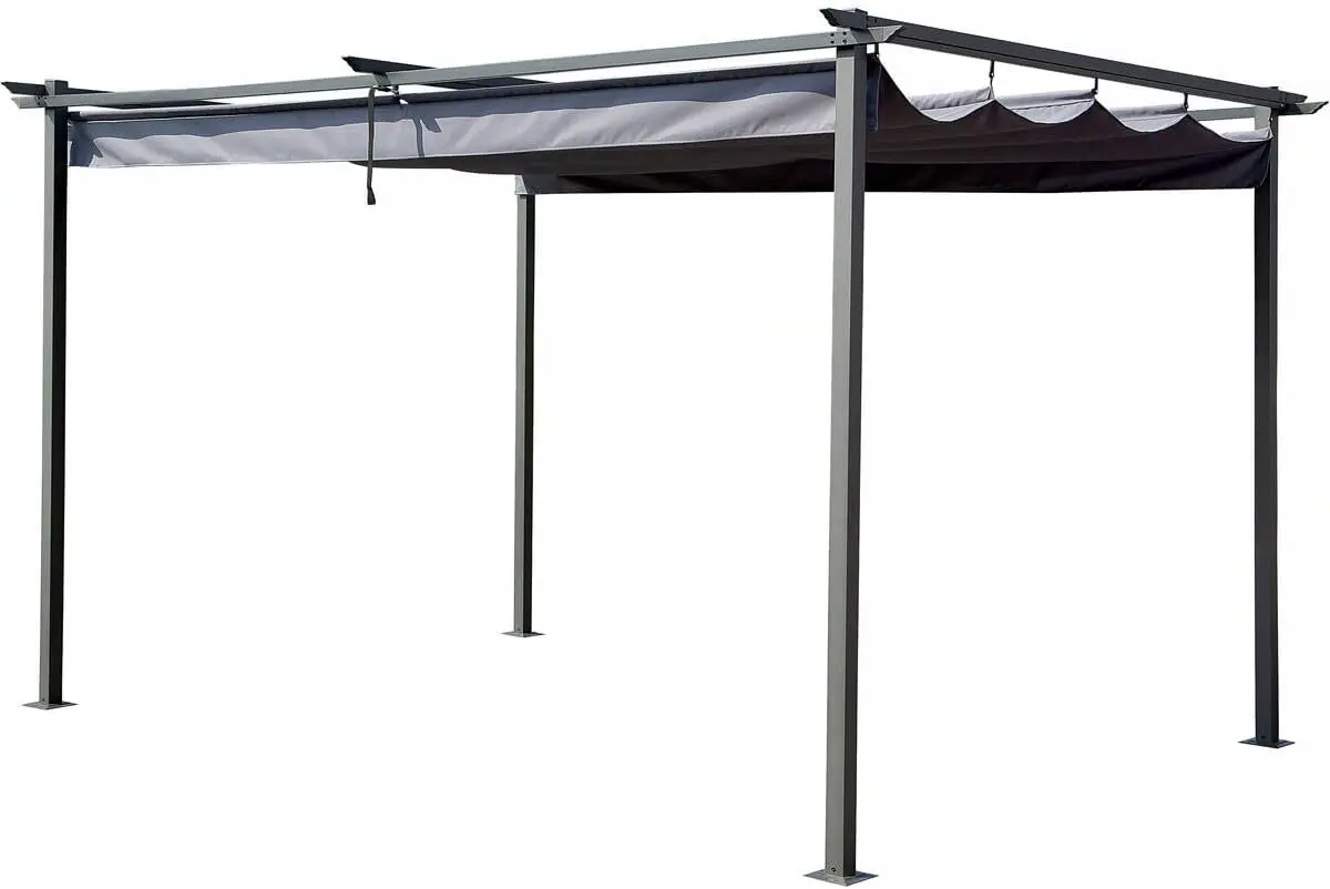 Pergola en métal avec Toit rétractable - 3 x 4 m - Gris