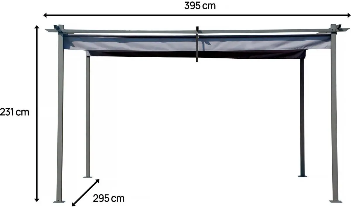Pergola en métal gris 3 x 4 m rétractable vue 3