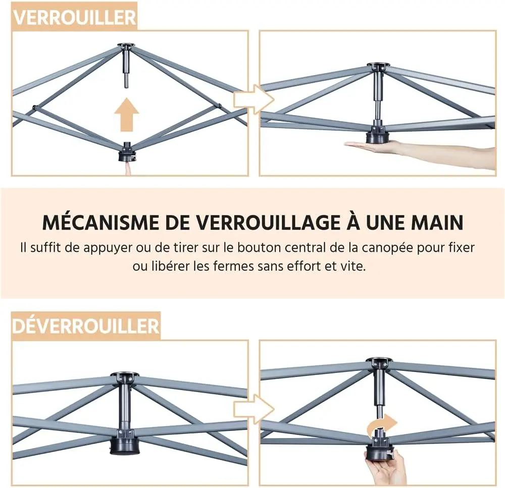 Tonnelle en métal beige 3 × 3 vue 5