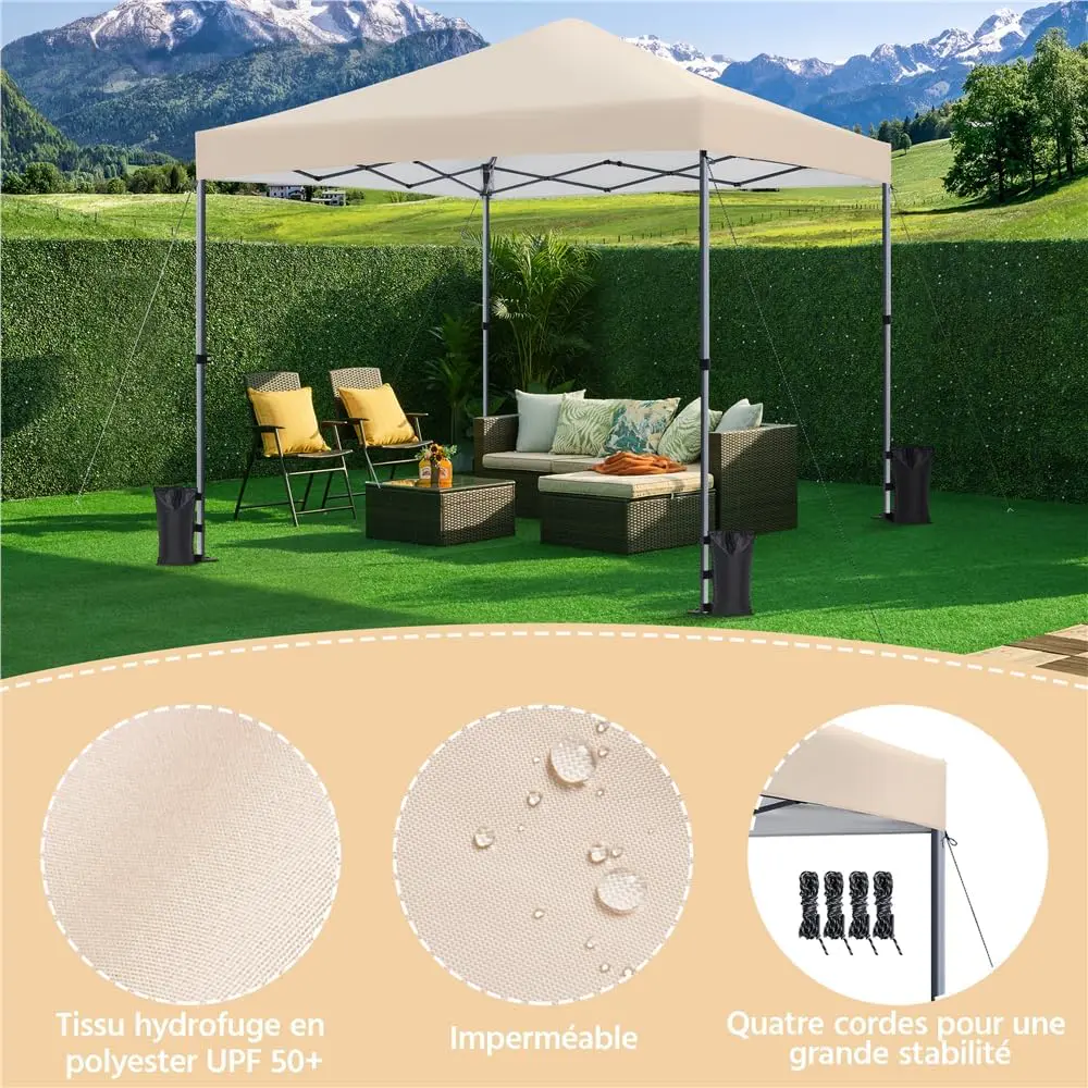 Tonnelle en métal beige 3 × 3 vue 7