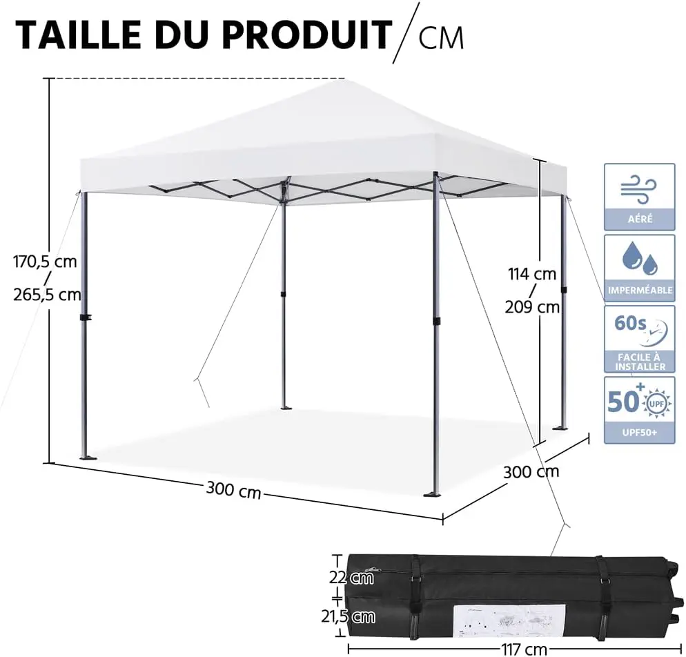 Tonnelle en métal sable 9 m² vue 3