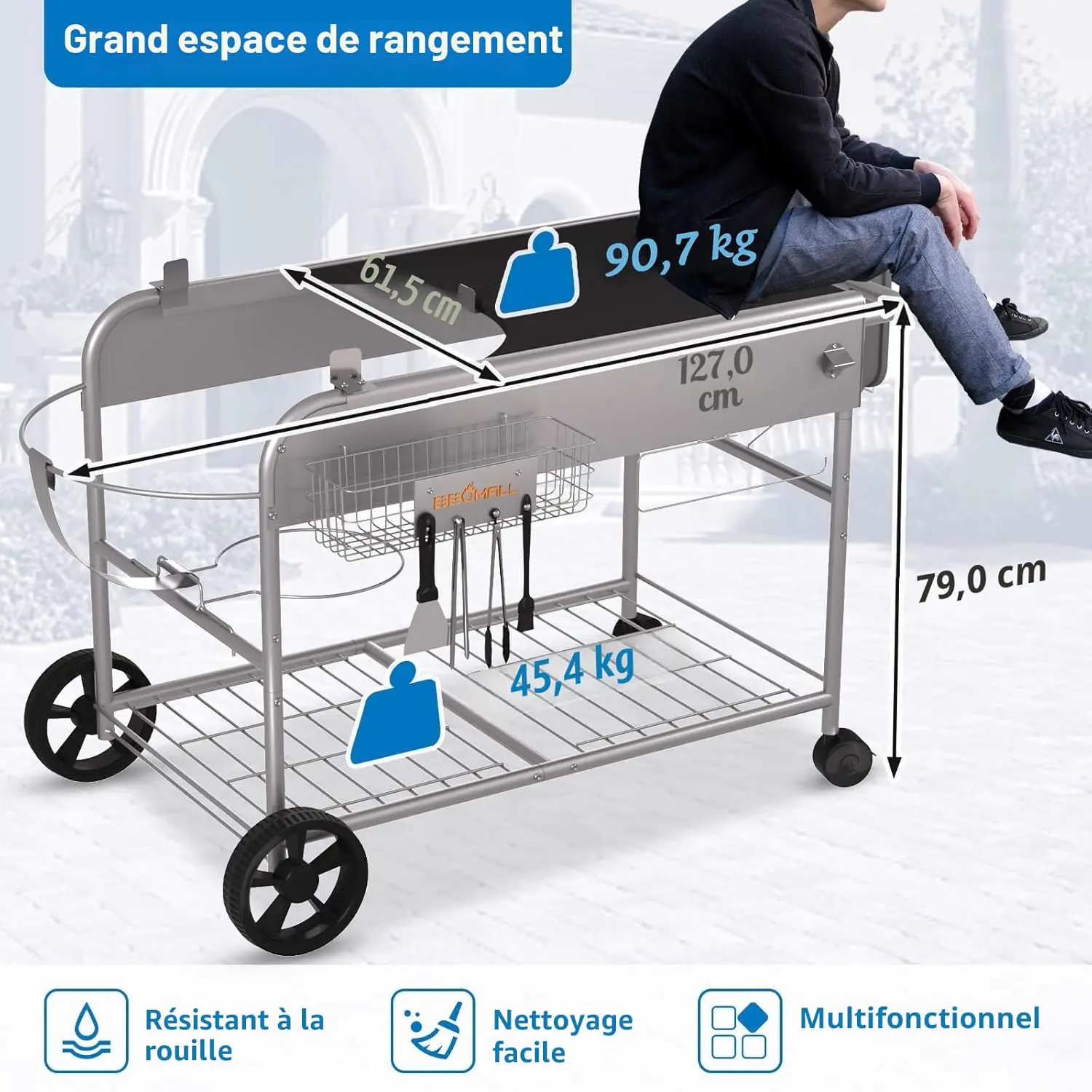 Barbecue weber en acier 61,5 × 79 cm vue 2