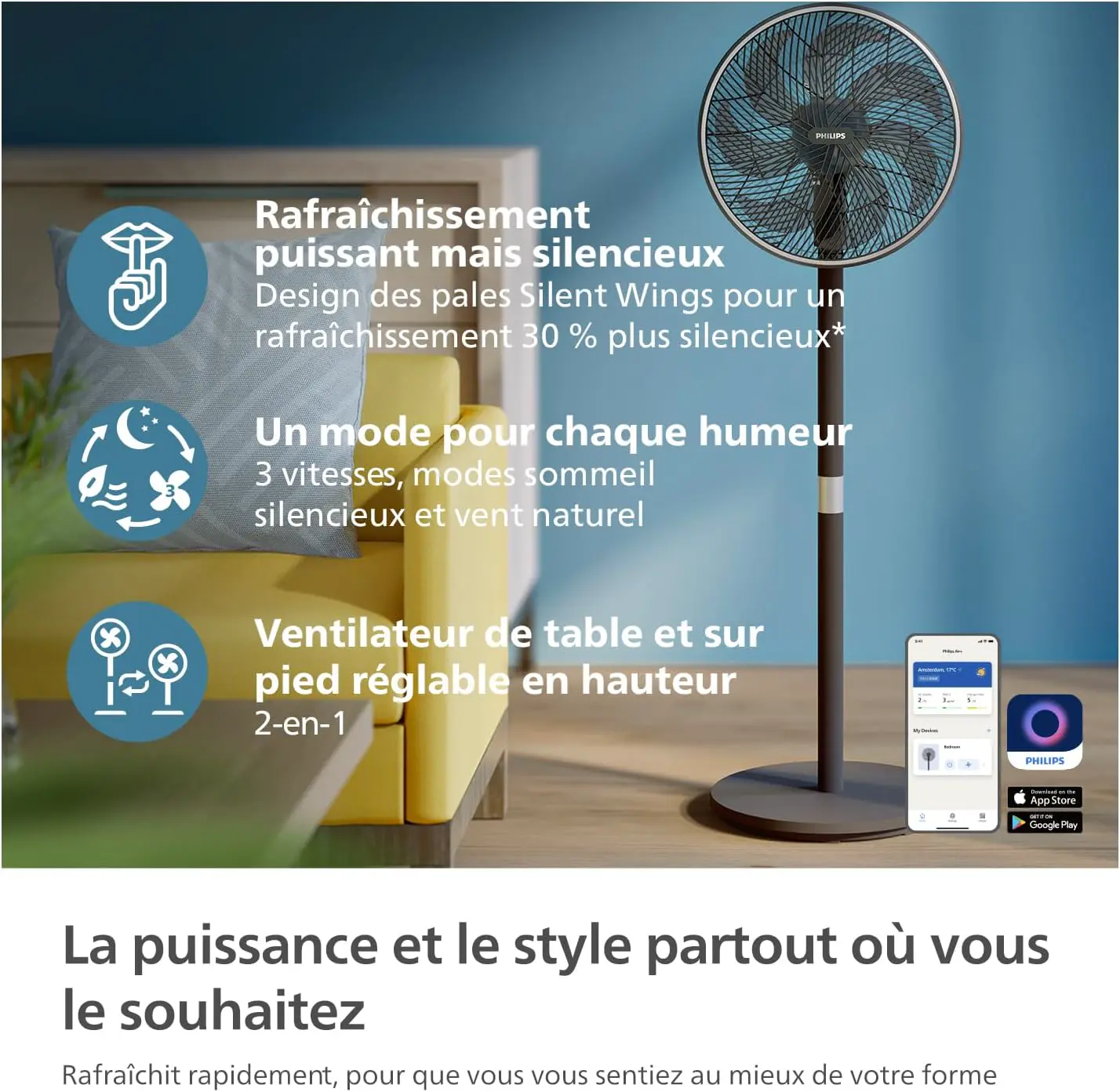 Ventilateur Philips Ventilateur sur pied Série 3000. Puissant vue 7