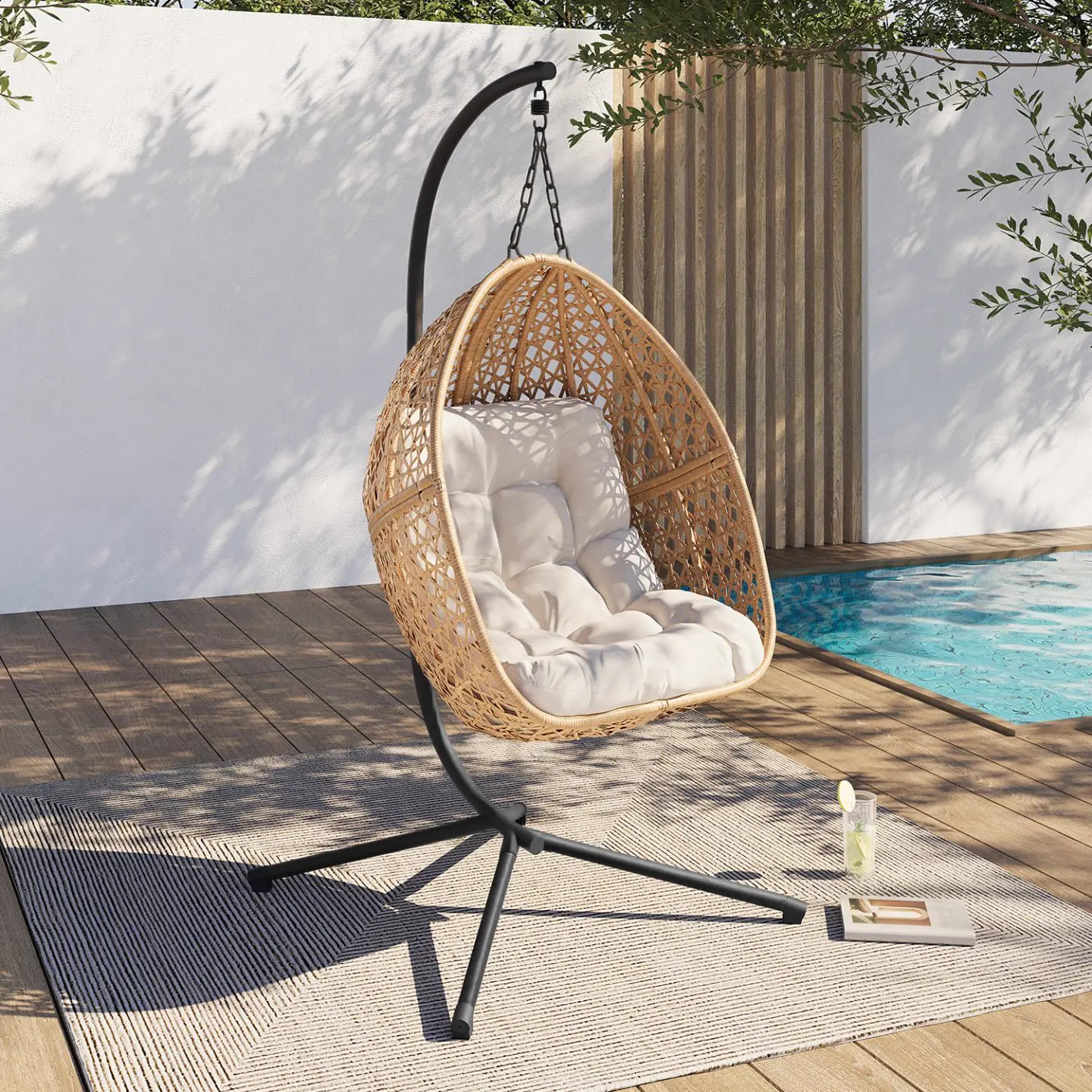 Fauteuils suspendus en acier noir vue 2