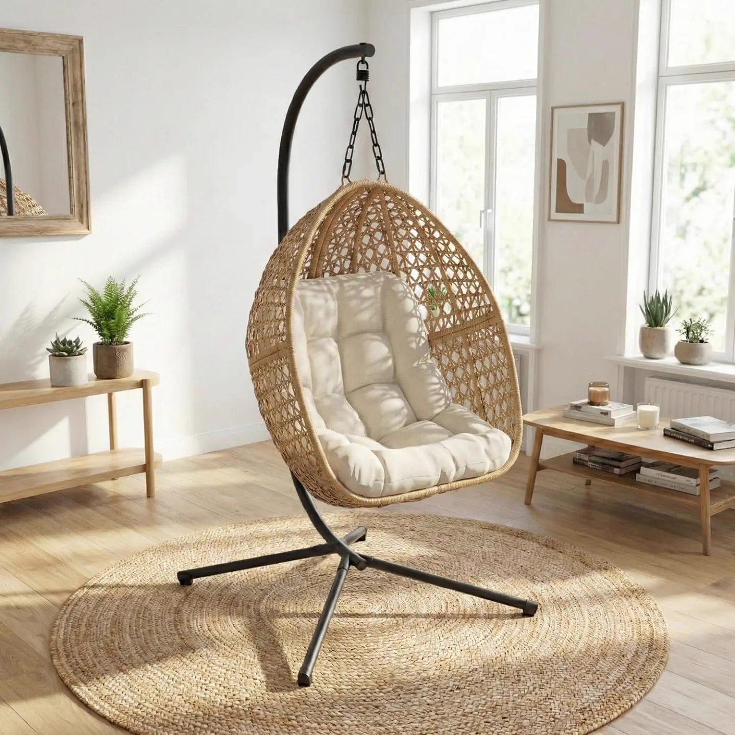 Fauteuils suspendus en acier noir vue 3