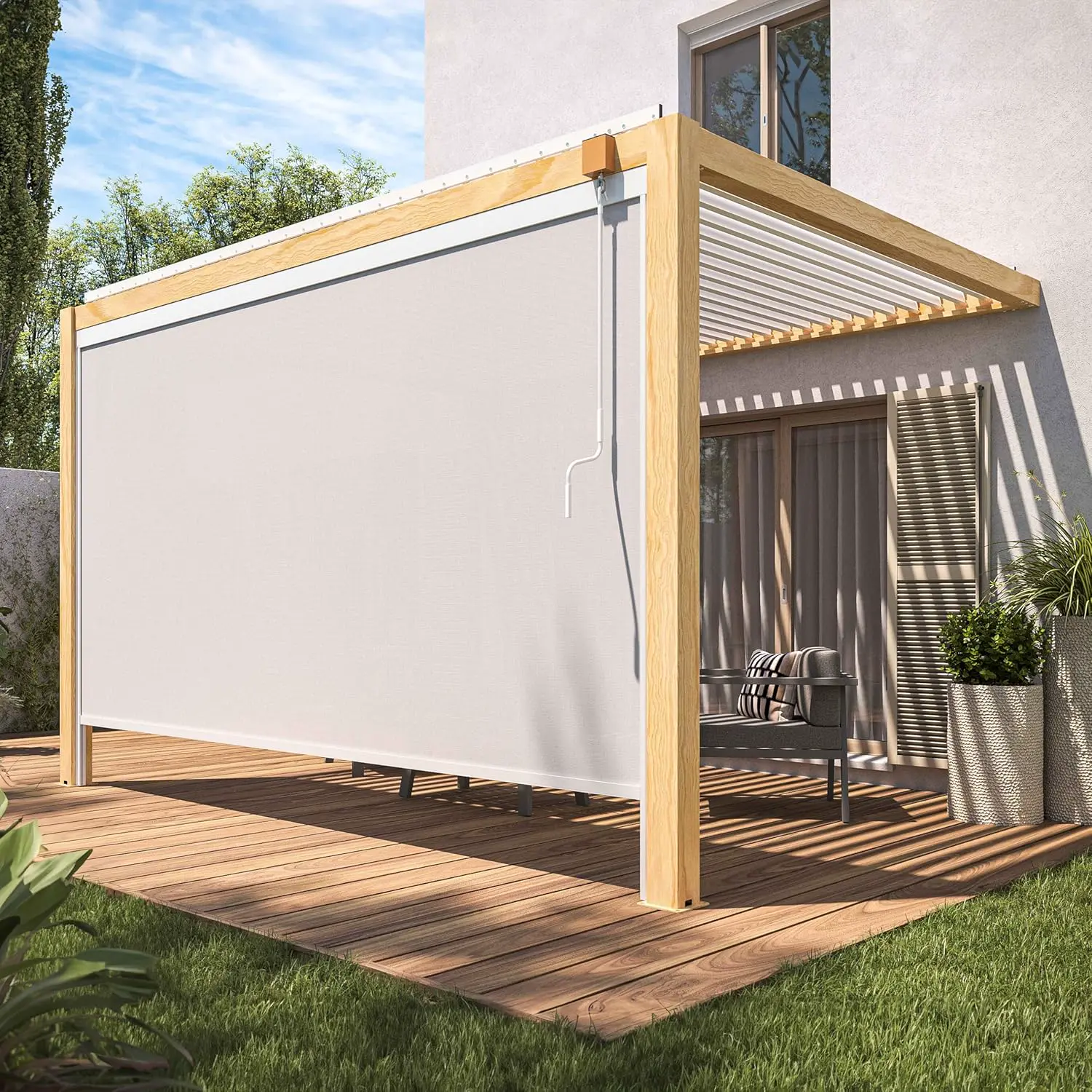Pergola en aluminium blanc 3,80 x 2,30 m vue 3