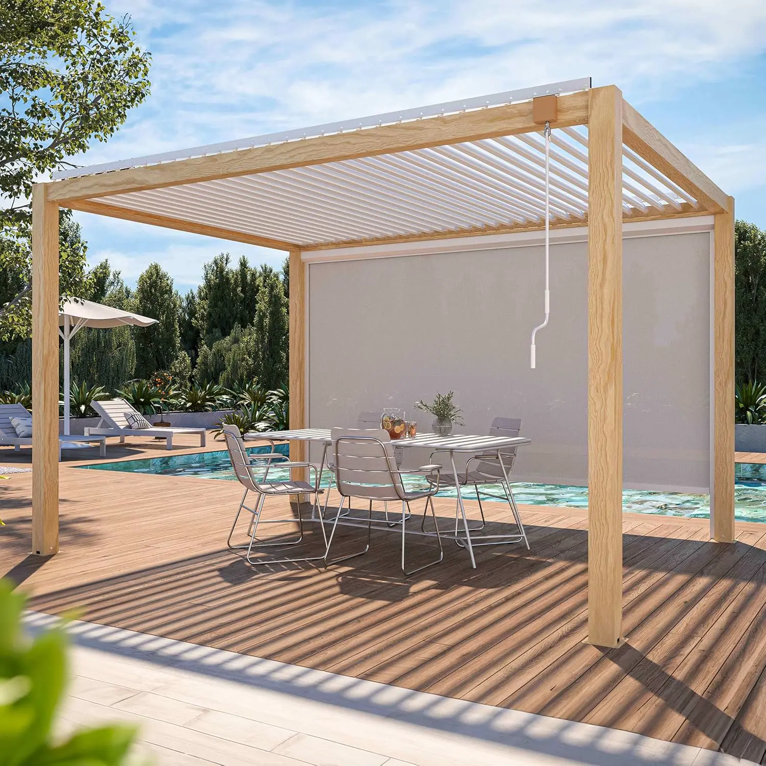 Pergola en aluminium blanc 3,80 x 2,30 m vue 4
