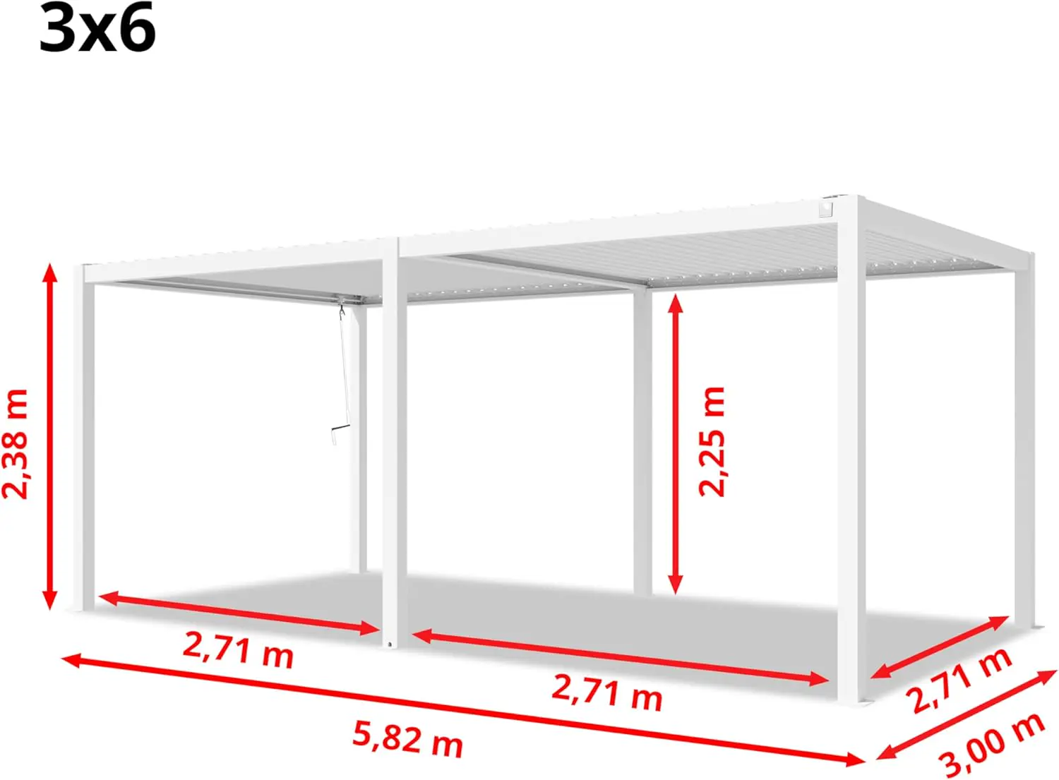 Pergola en aluminium blanc 100x100 vue 4