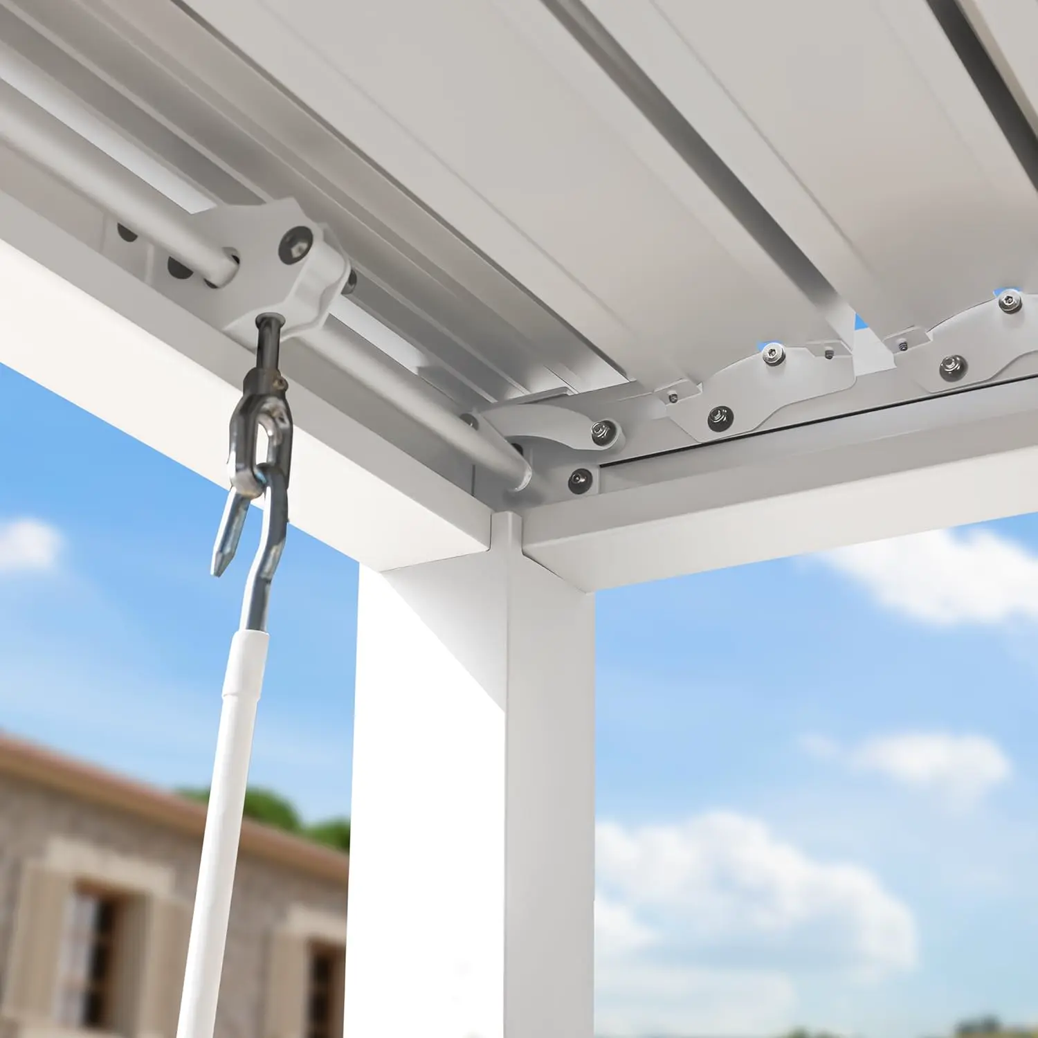 Pergola en aluminium blanc 100x100 vue 7