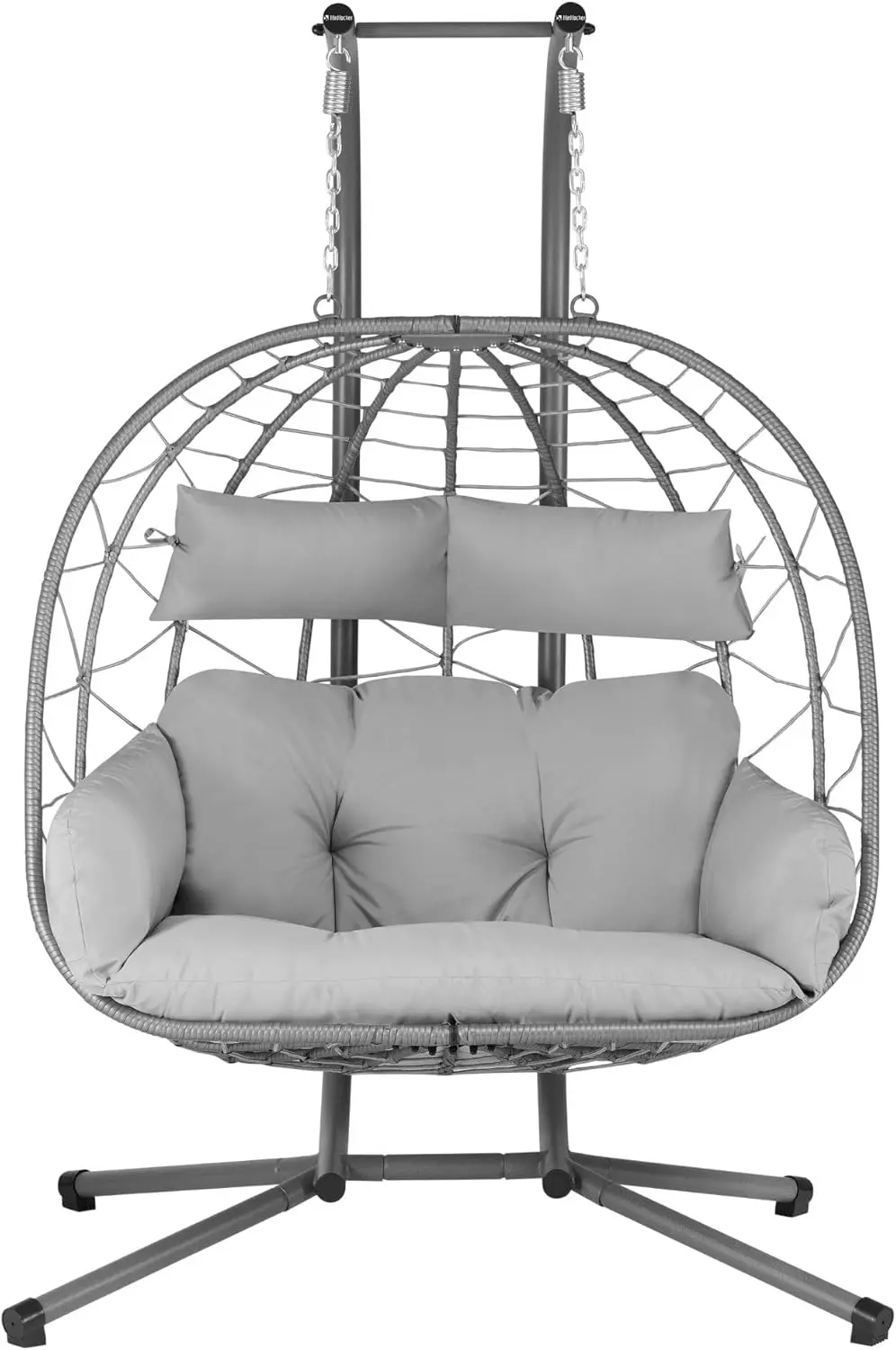 Fauteuils suspendus 2 places en acier gris vue 4