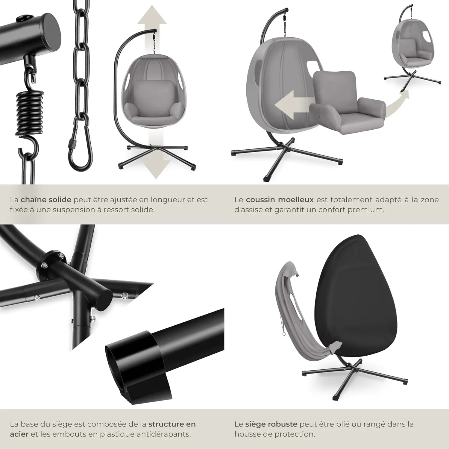 Fauteuils suspendus en acier vue 7
