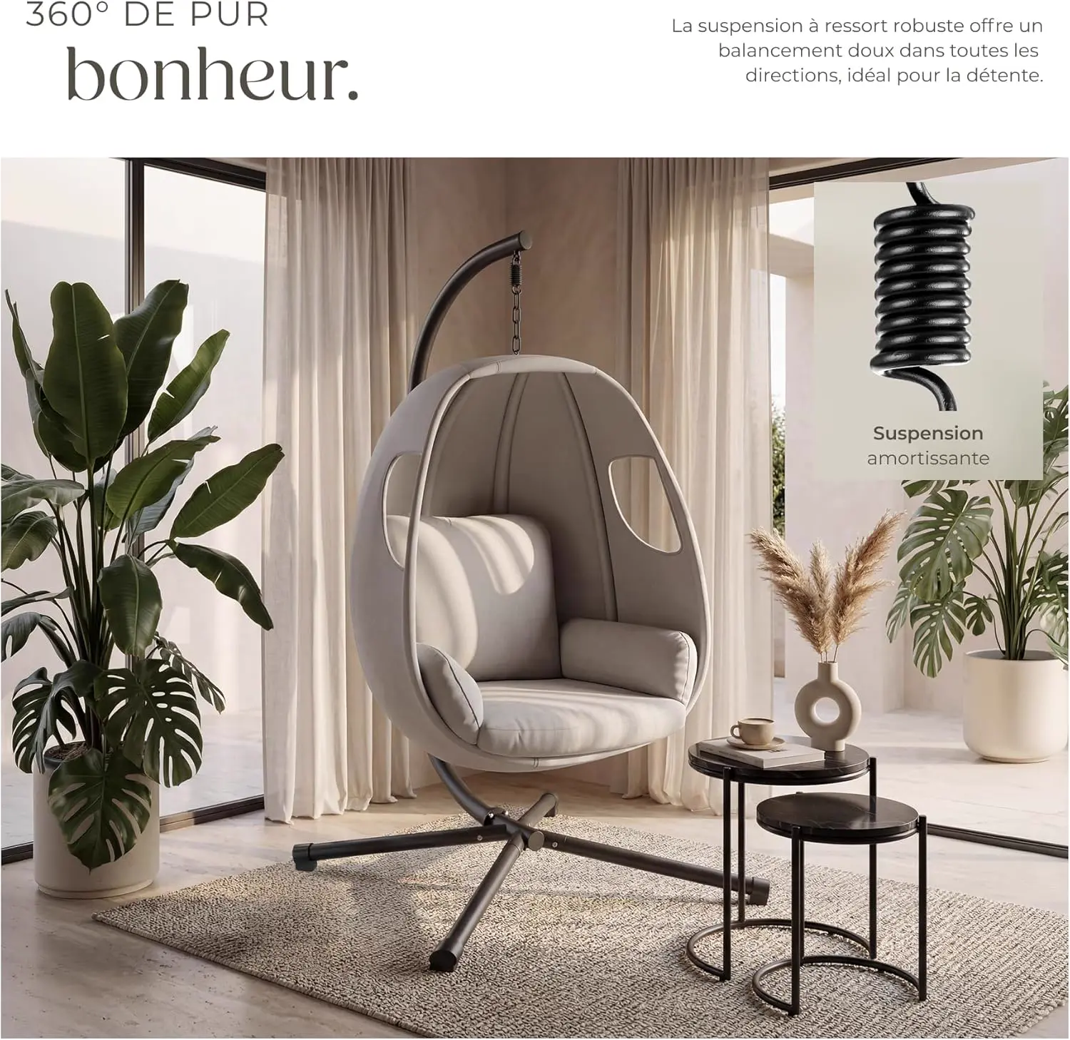 Fauteuils suspendus en acier vue 8