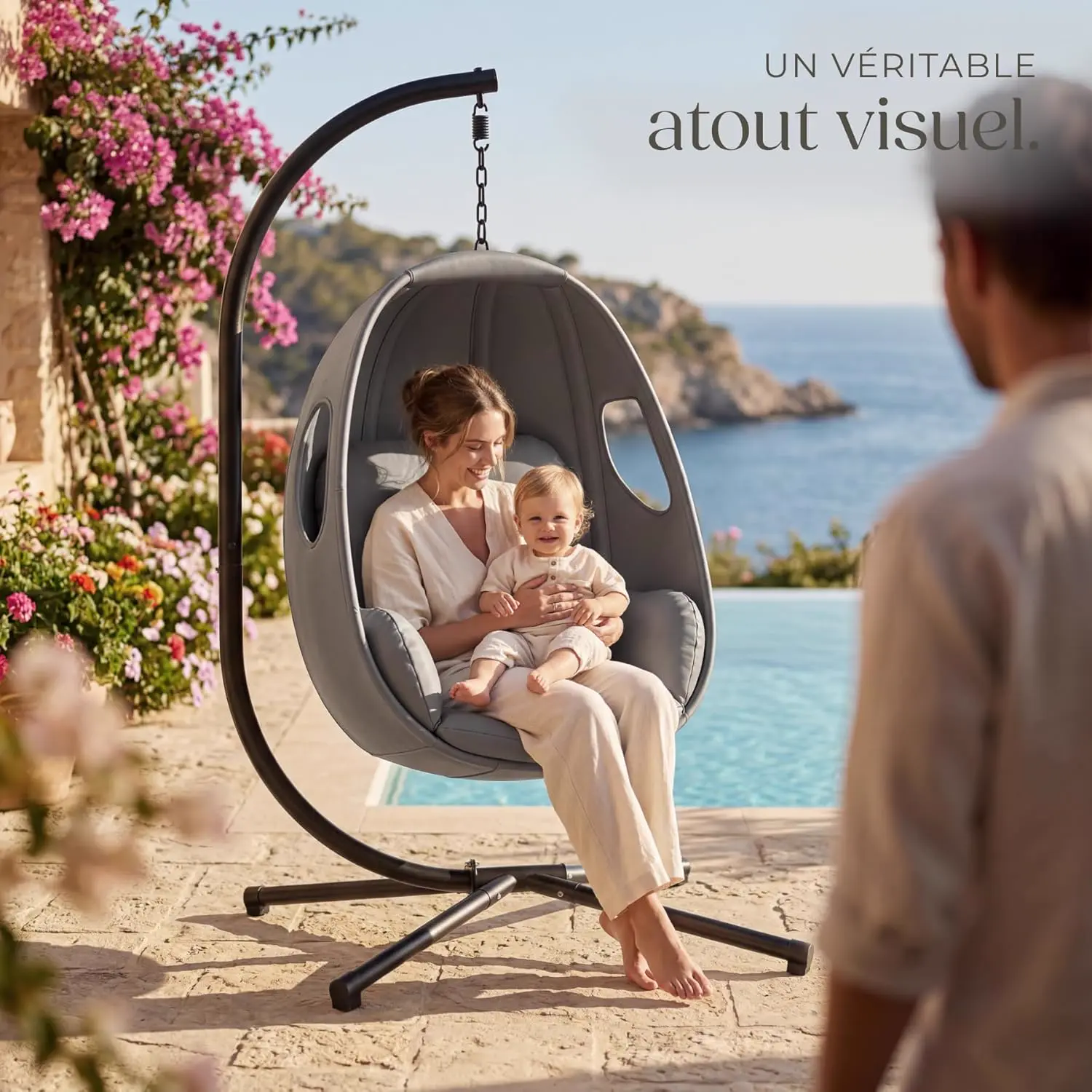 Fauteuils suspendus en acier vue 2