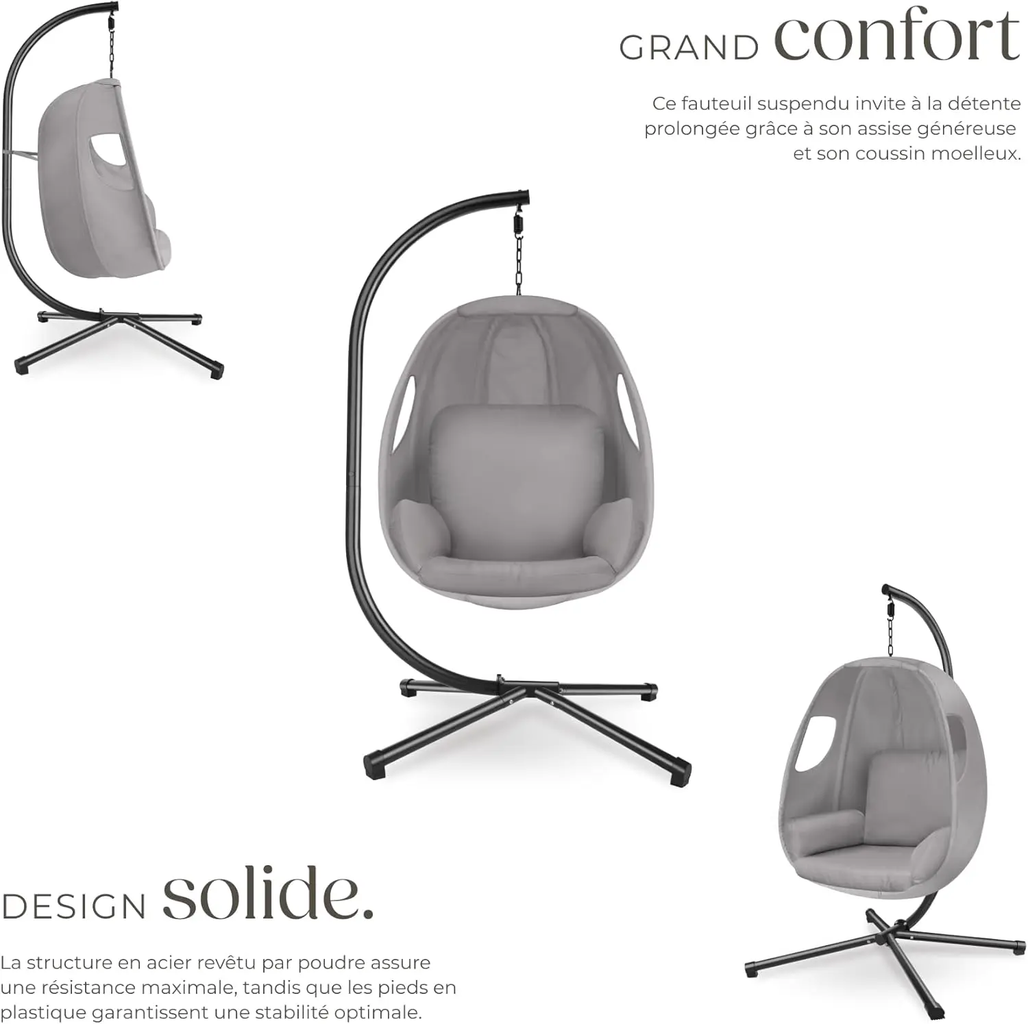 Fauteuils suspendus en acier vue 5