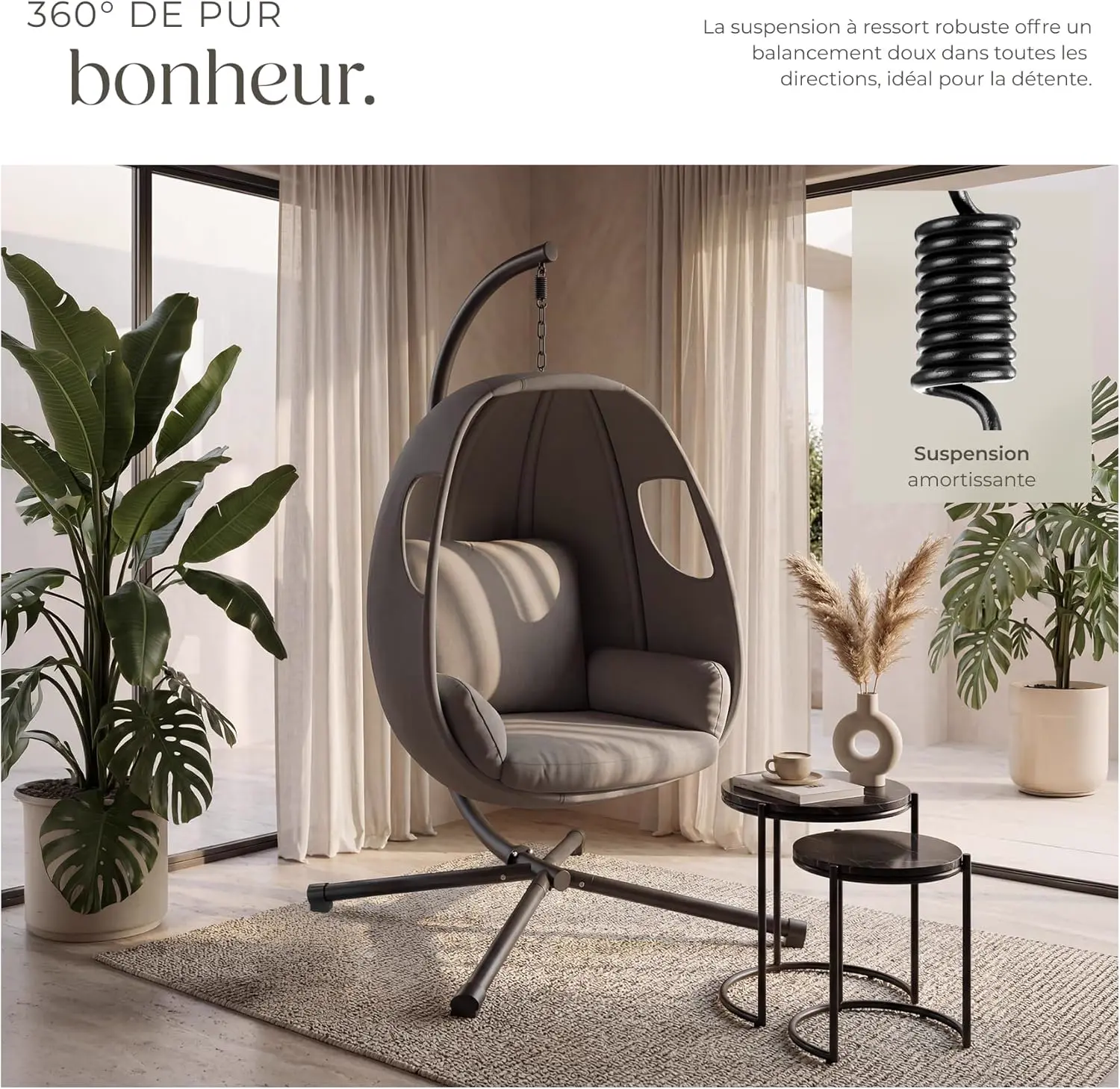 Fauteuils suspendus en acier vue 8