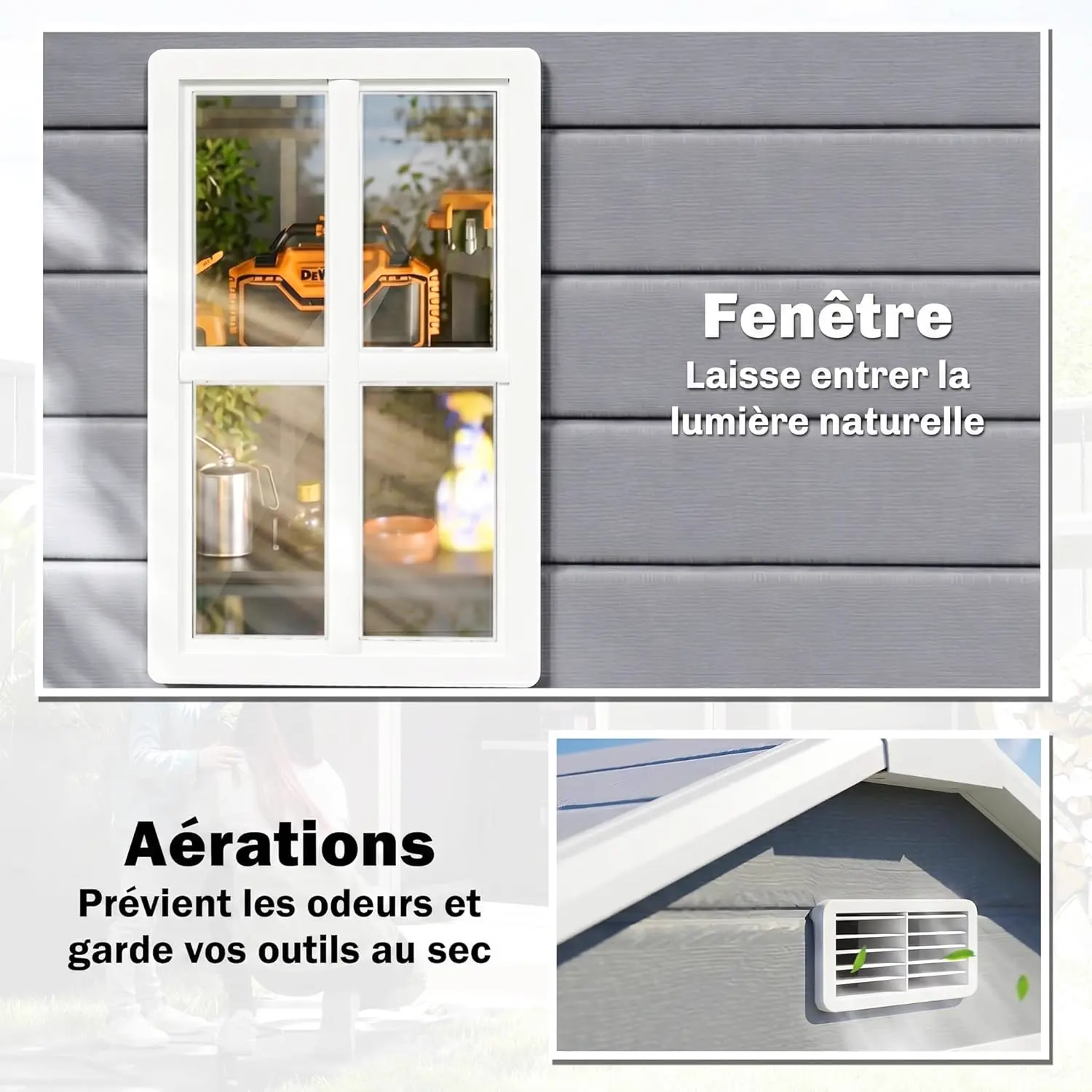 Abri de jardin en résine en résine gris 2,12 m² vue 5