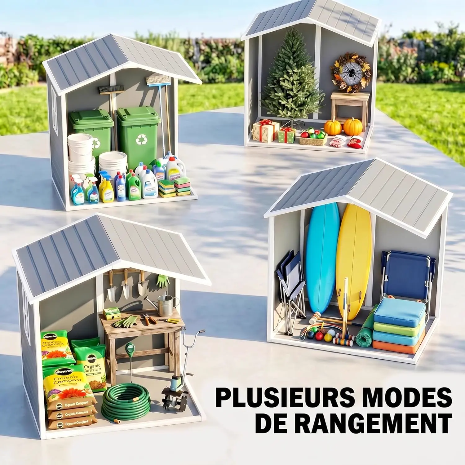Abri de jardin en résine en résine gris 2,12 m² vue 8
