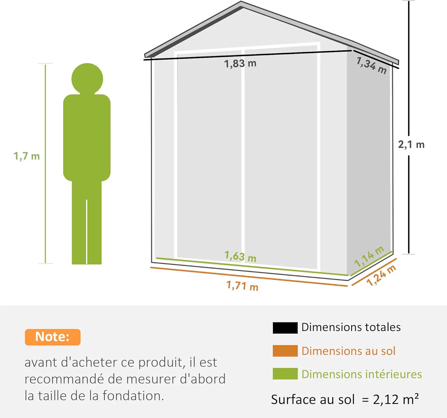 Abri de jardin en résine en résine gris 2,12 m² vue 9