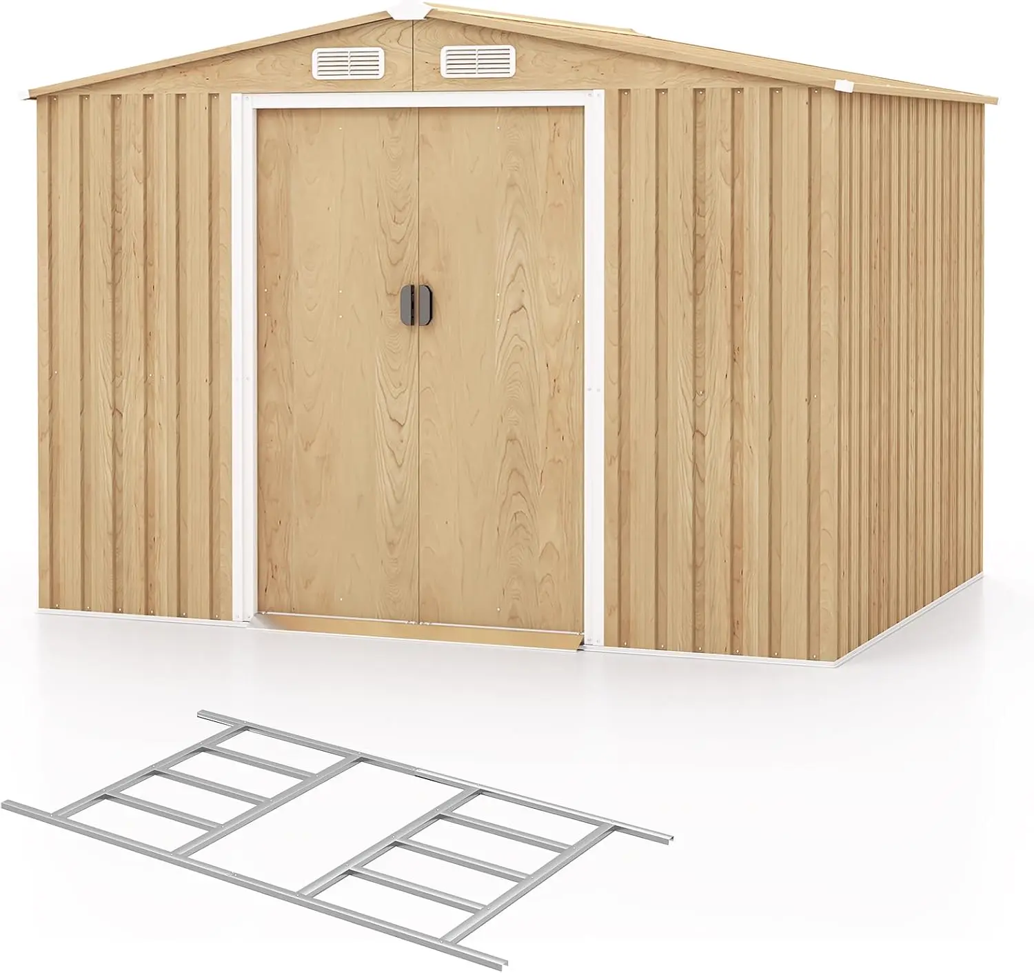 COSTWAY Abri de Jardin 5㎡ en Acier Galvanisé Anti-UV