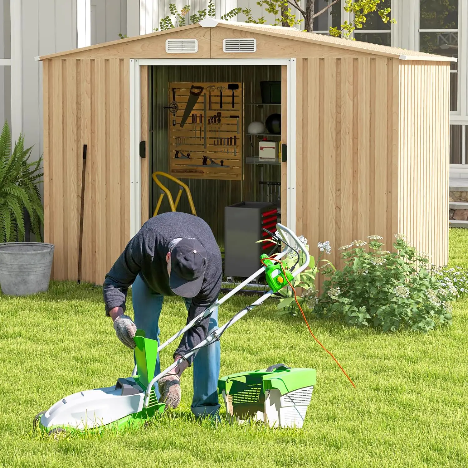 Abri de jardin en bois en acier 5 m² vue 2
