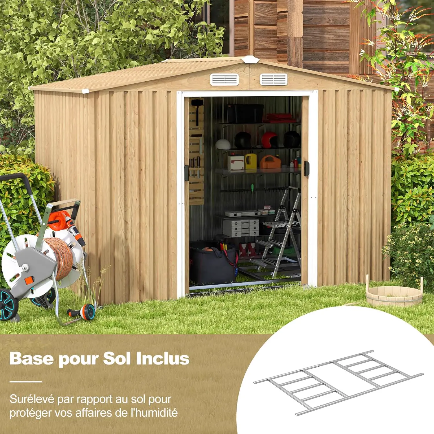Abri de jardin en bois en acier 5 m² vue 3