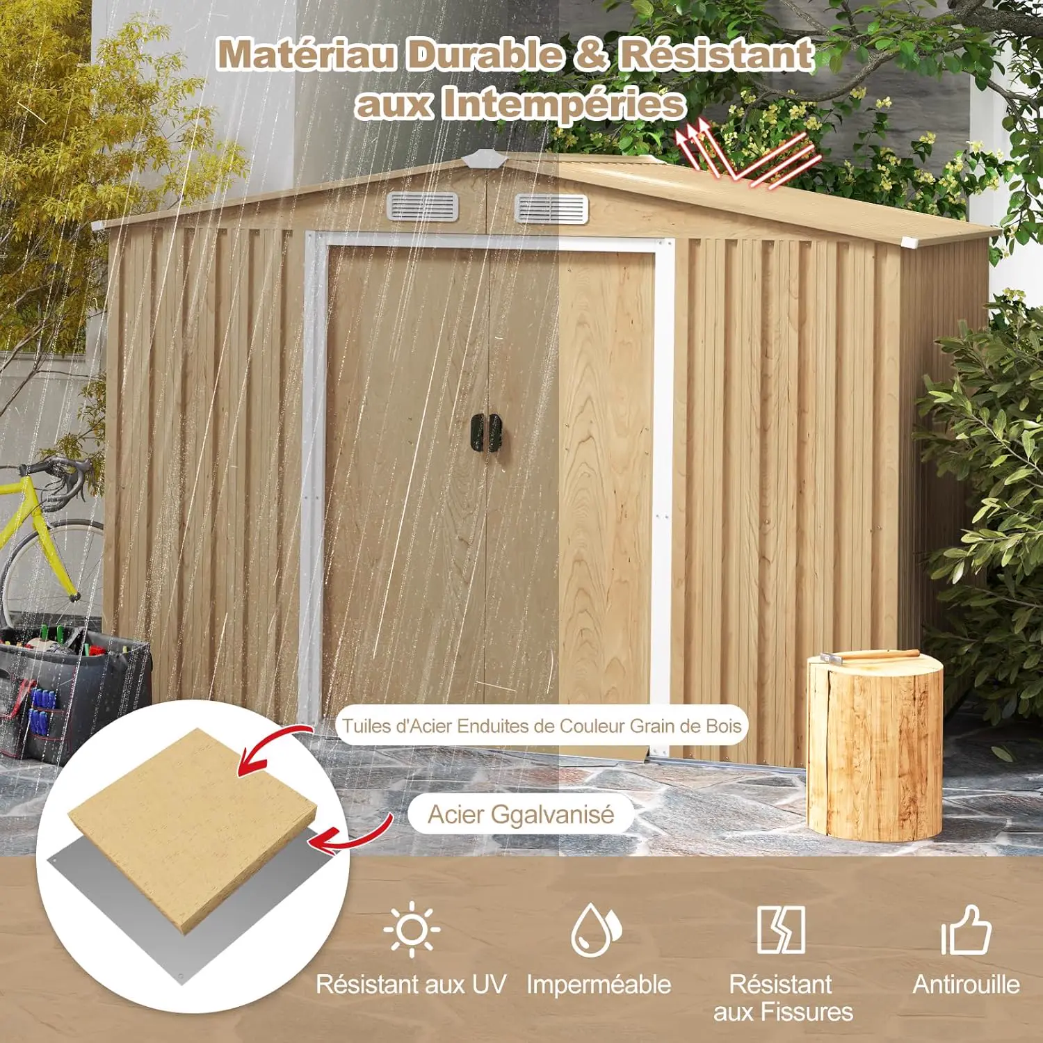 Abri de jardin en bois en acier 5 m² vue 4