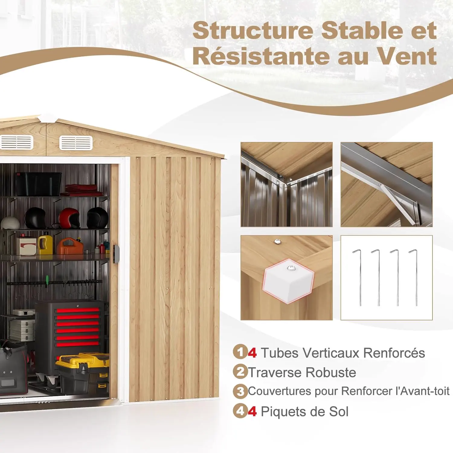 Abri de jardin en bois en acier 5 m² vue 7