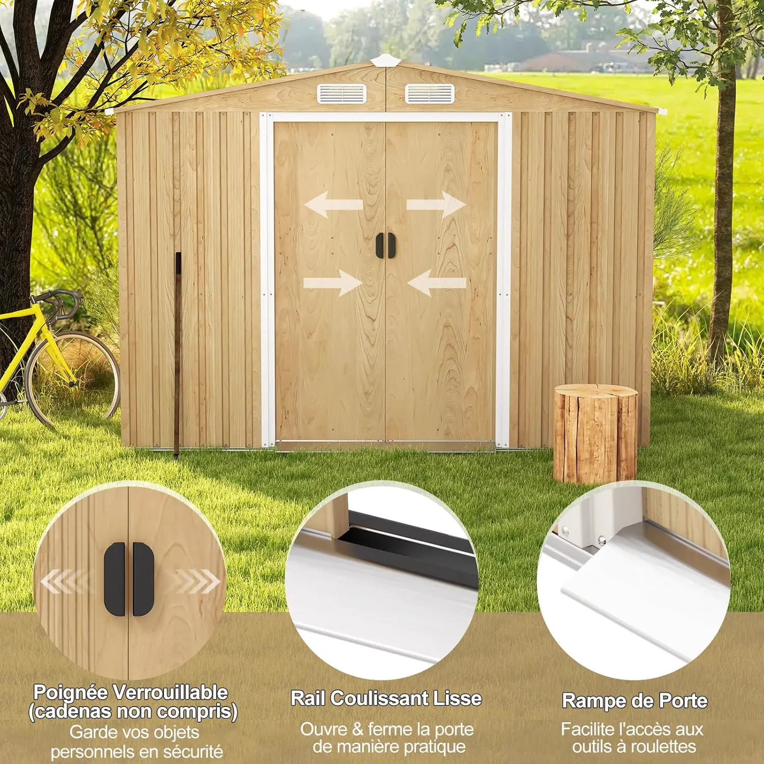 Abri de jardin en bois en acier 5 m² vue 8