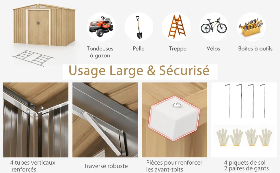 Abri de jardin en bois en acier 5 m² — contenu détaillé 4