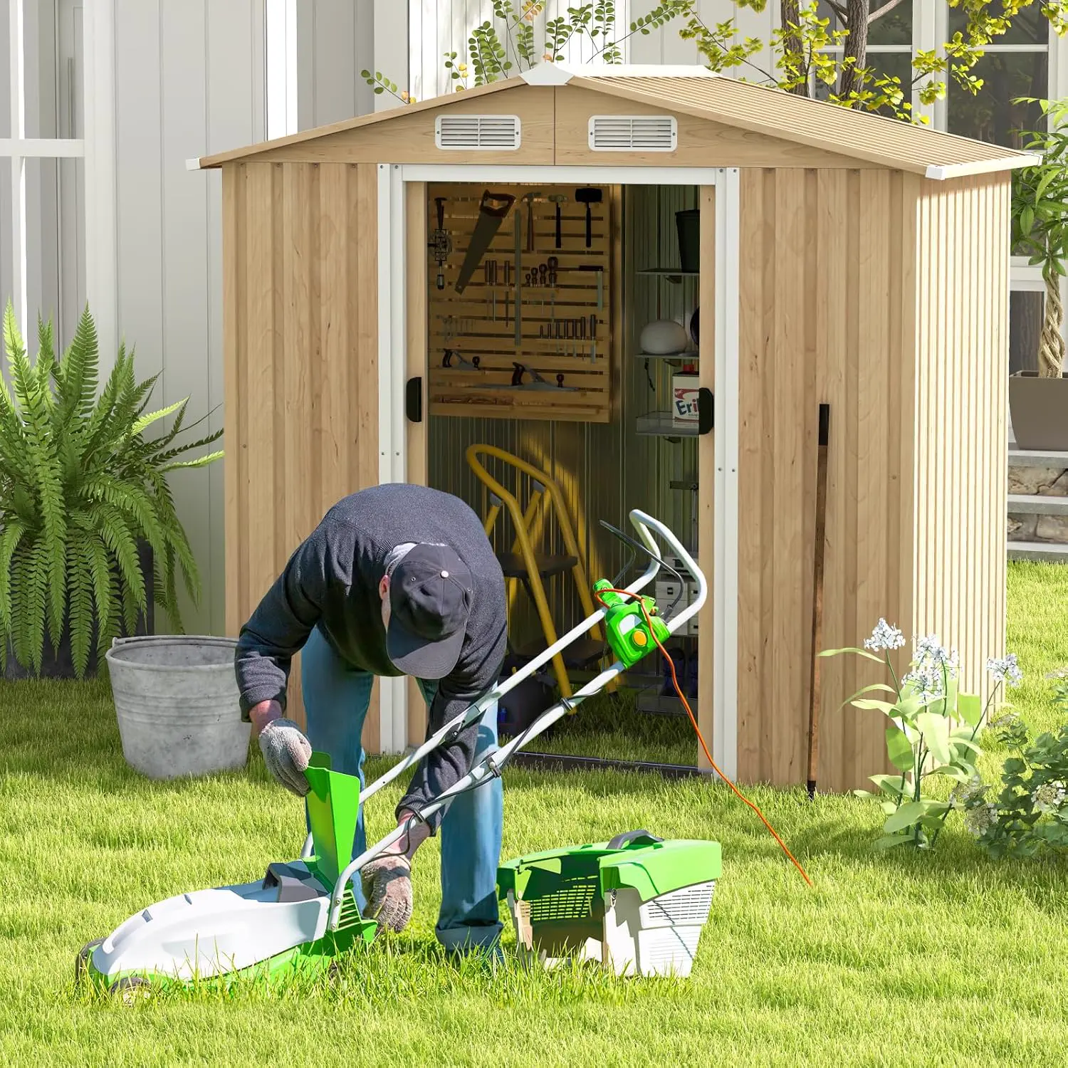 Abri de jardin en bois en acier 2,3 m² vue 2