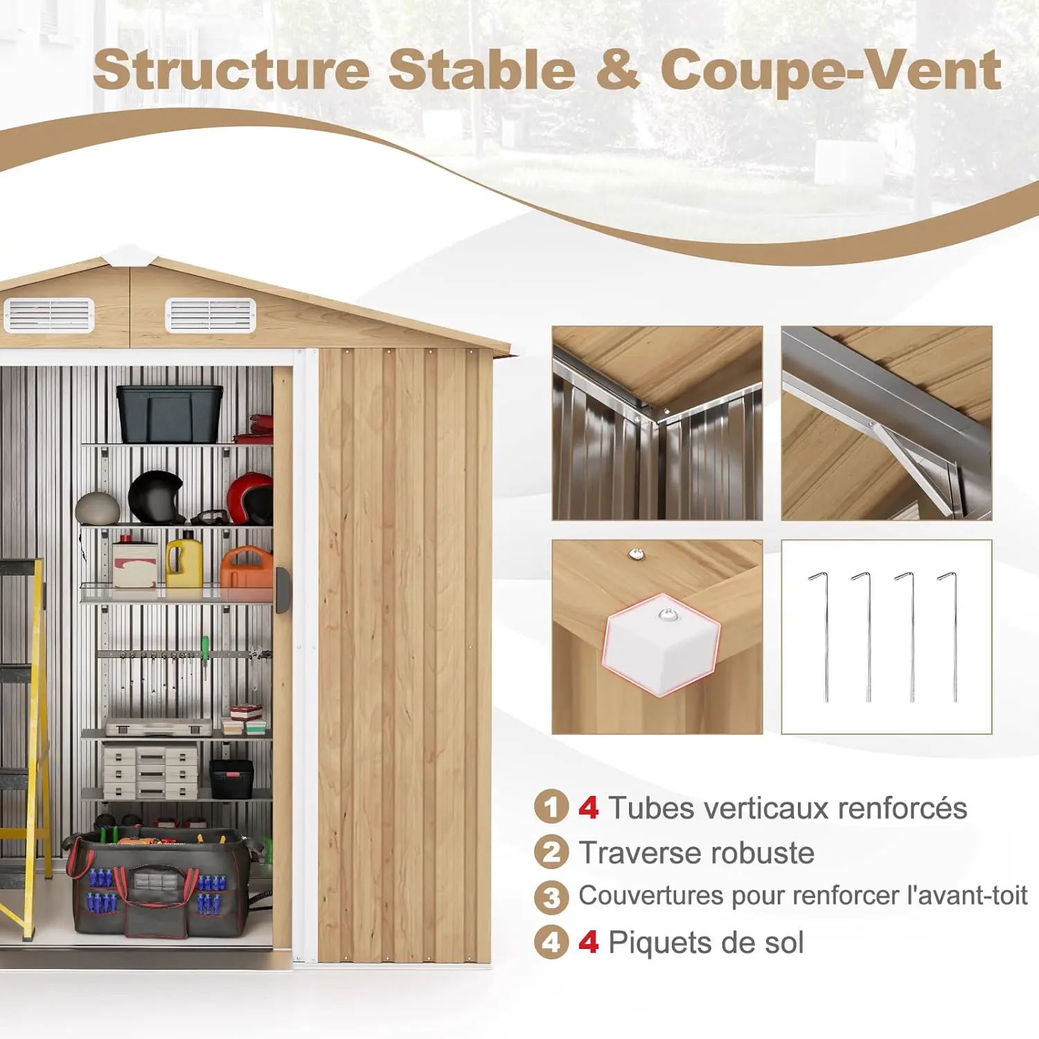 Abri de jardin en bois en acier 2,3 m² vue 6