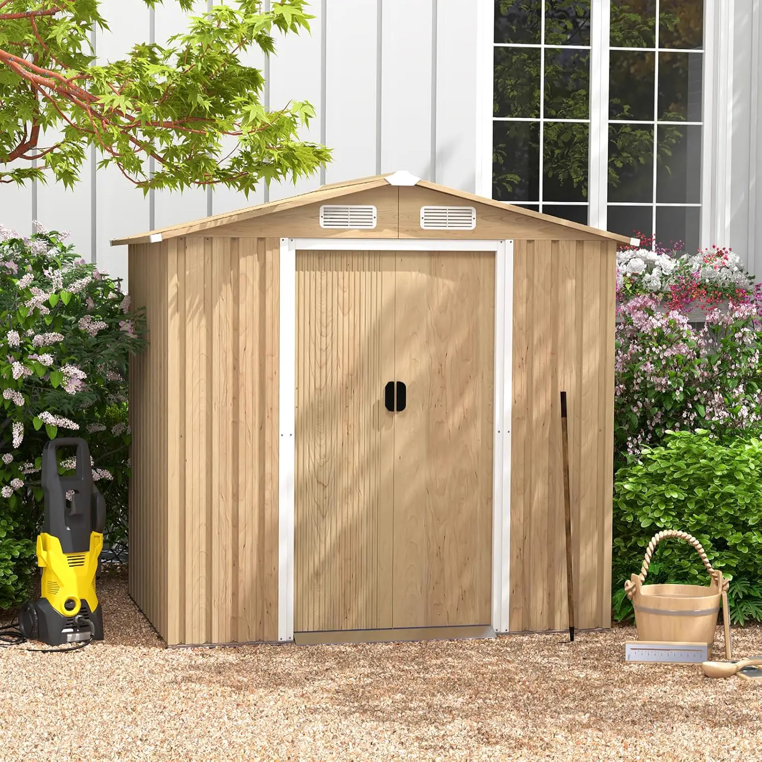 Abri de jardin en bois en acier 2,3 m² vue 9